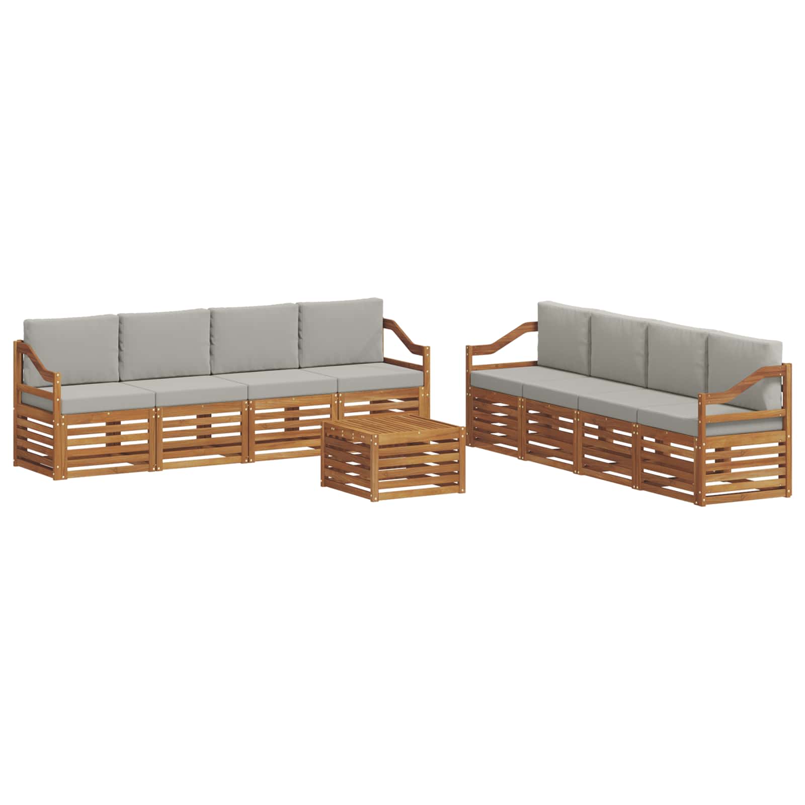 Set vanjskih sofa 9 kom. Prirodna i svjetlosiva