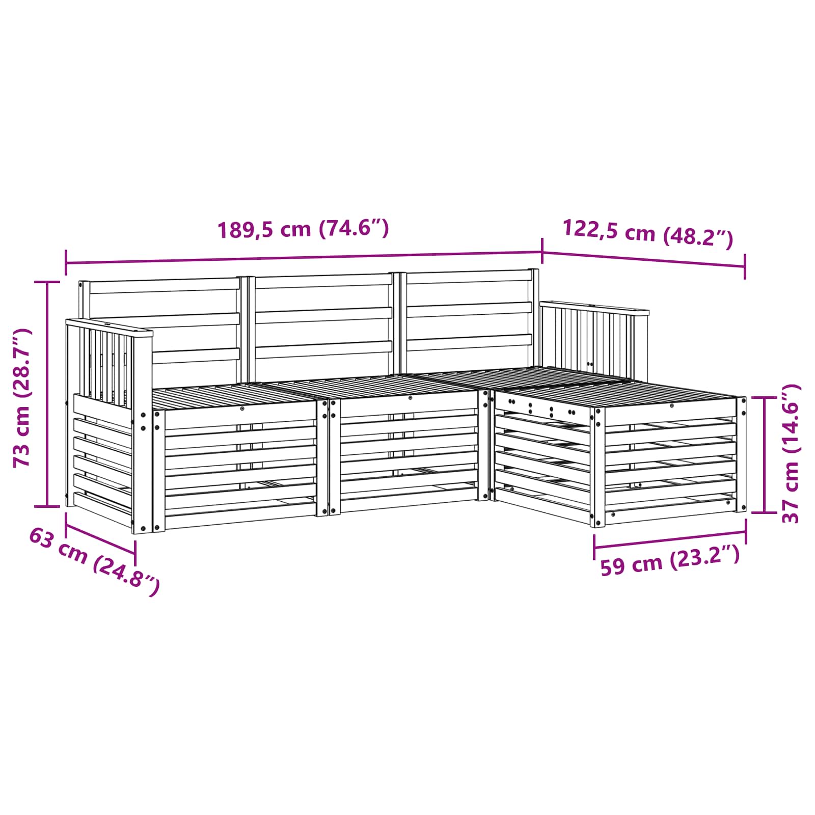 Set vanjskih sofa 4 pcs Prirodna