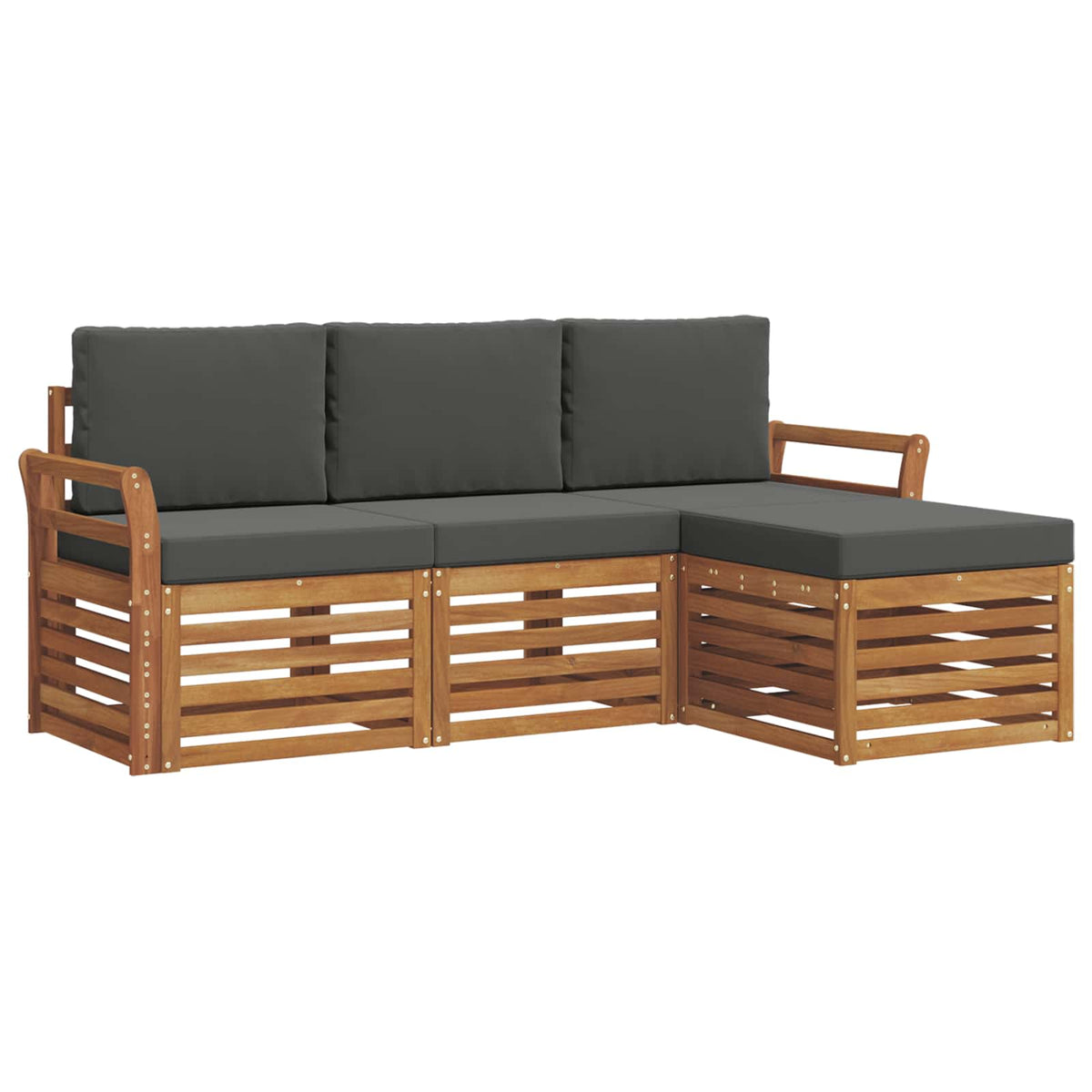 Set vanjskih sofa 4 kom. Prirodna i antracit Bijela 193,5 x 122,5 x 73 cm