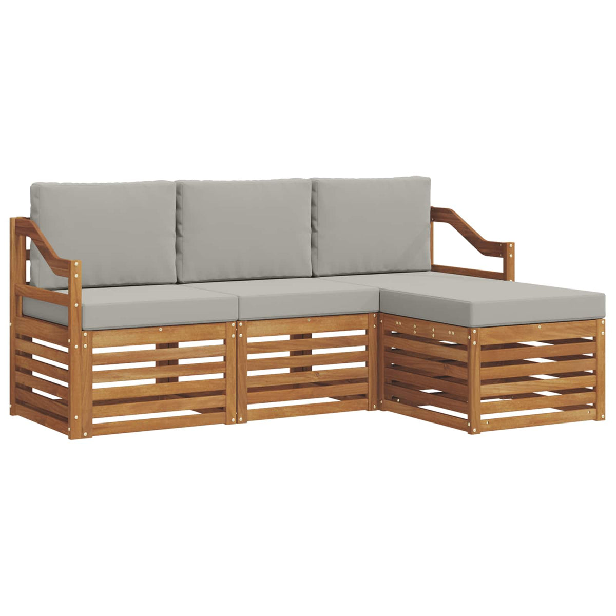 Set vanjskih sofa 4 kom. Prirodna i svijetlo siva Bijela 185,5 x 122,5 x 73 cm