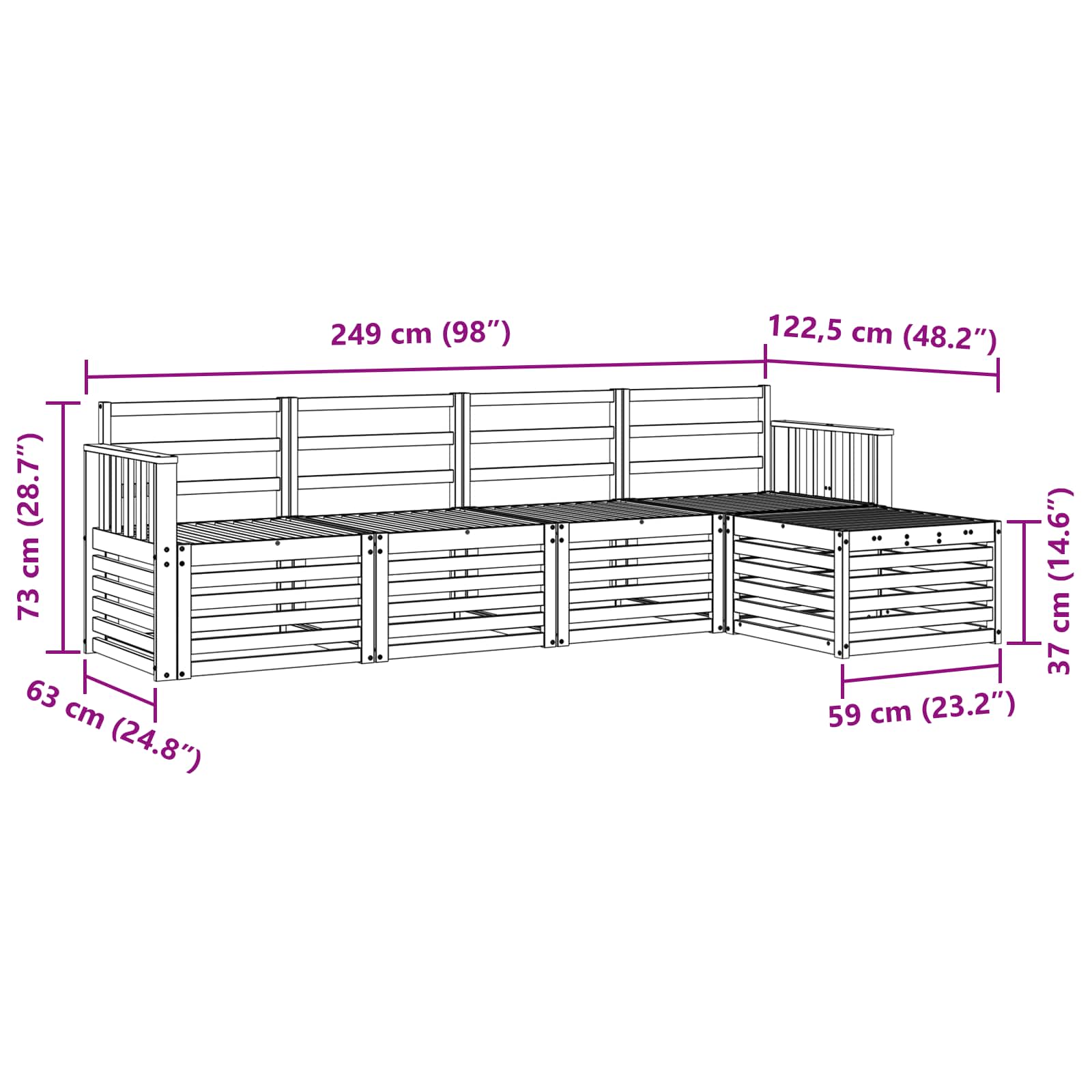 Set vanjskih sofa 5 pcs Prirodna