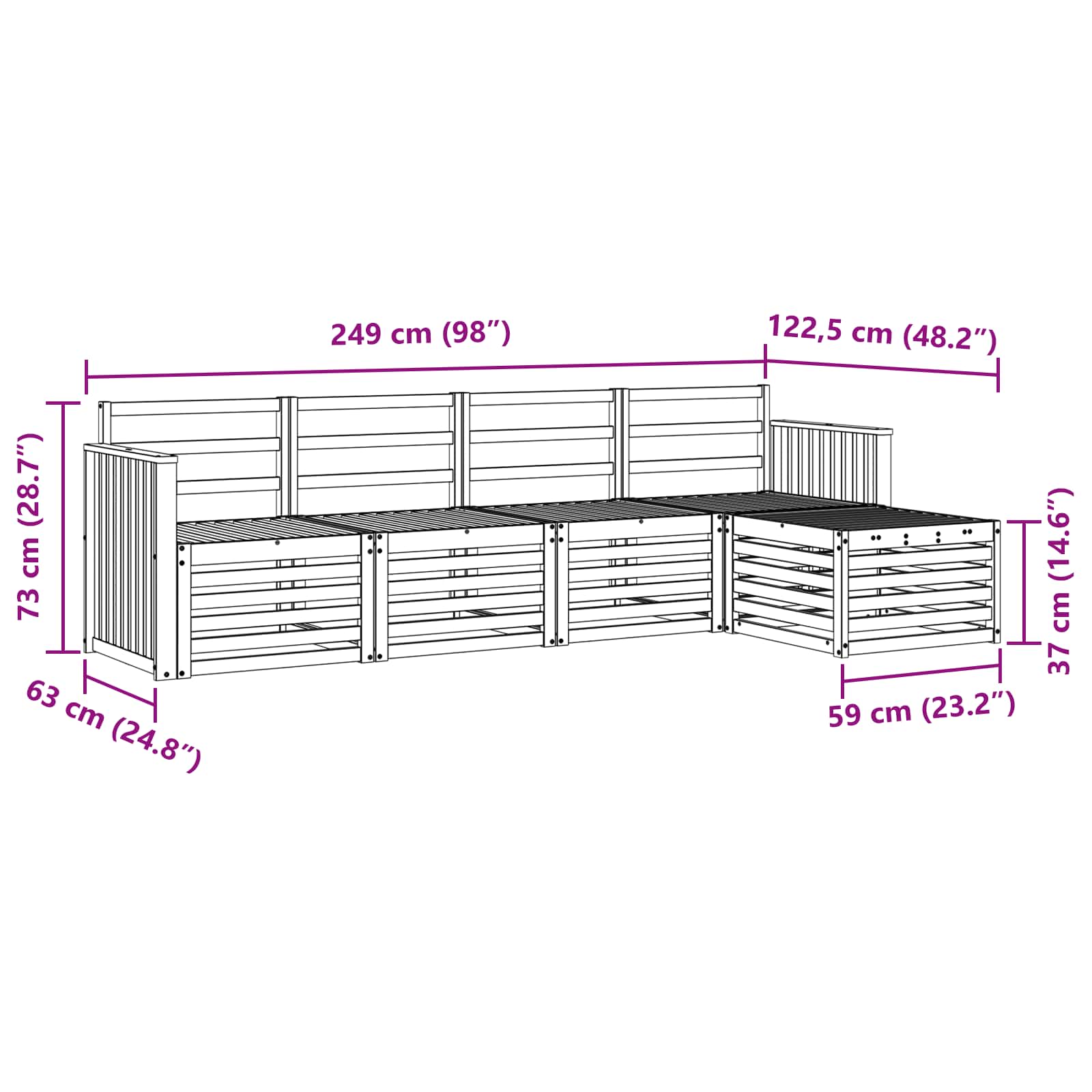 Set vanjskih sofa 5 pcs Prirodna