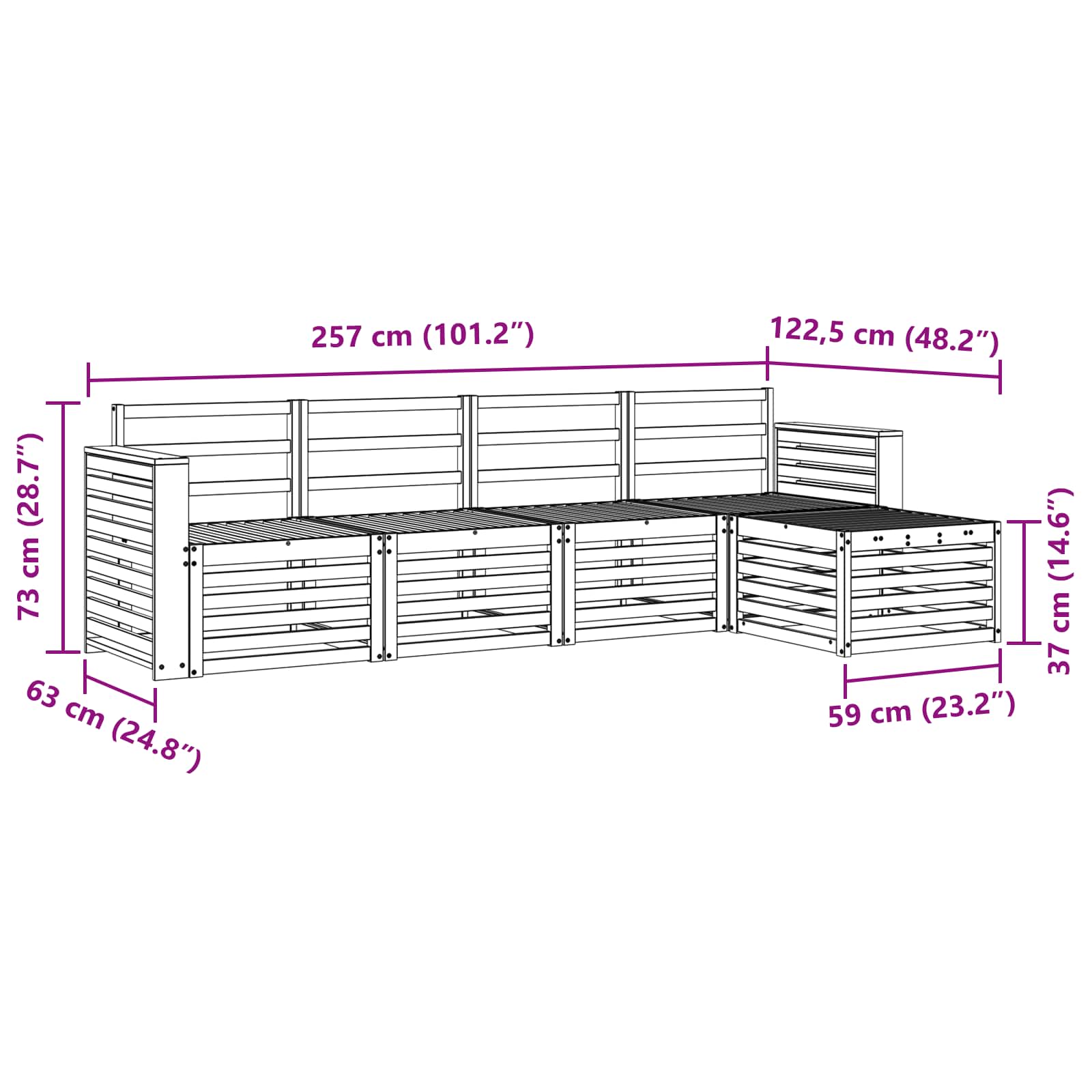 Set vanjskih sofa 5 pcs Prirodna