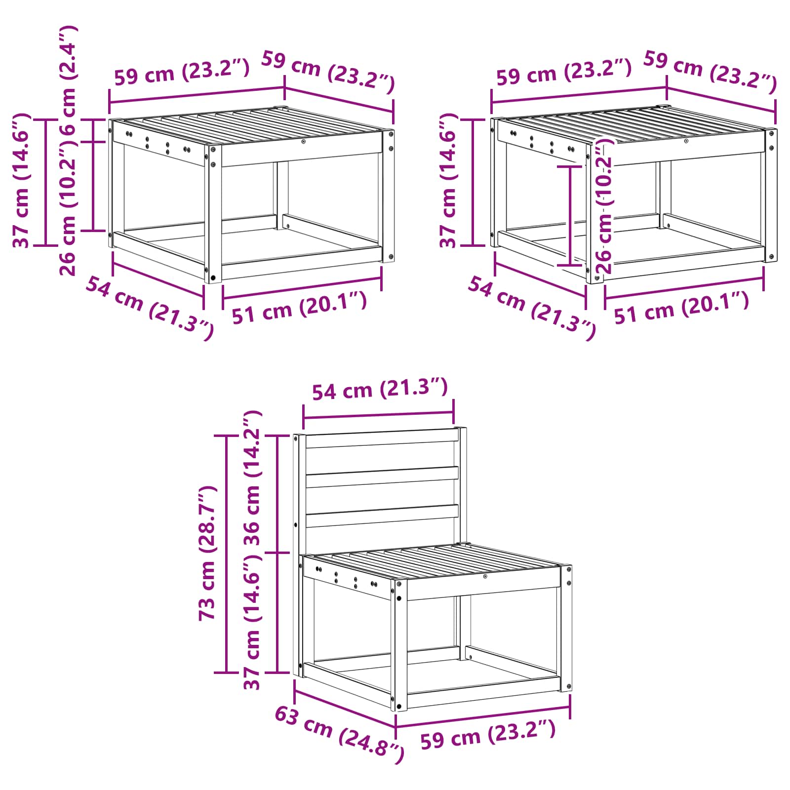 Setovi sofa 6 pcs Prirodna Čvrsto drvo akacije