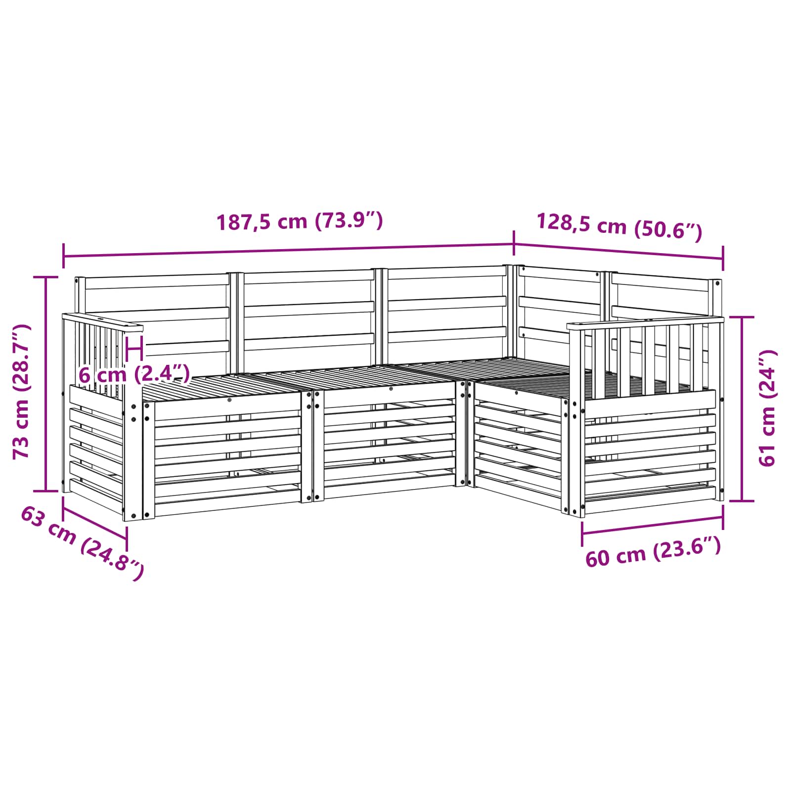 Setovi sofa 4 pcs Prirodna Čvrsto drvo akacije