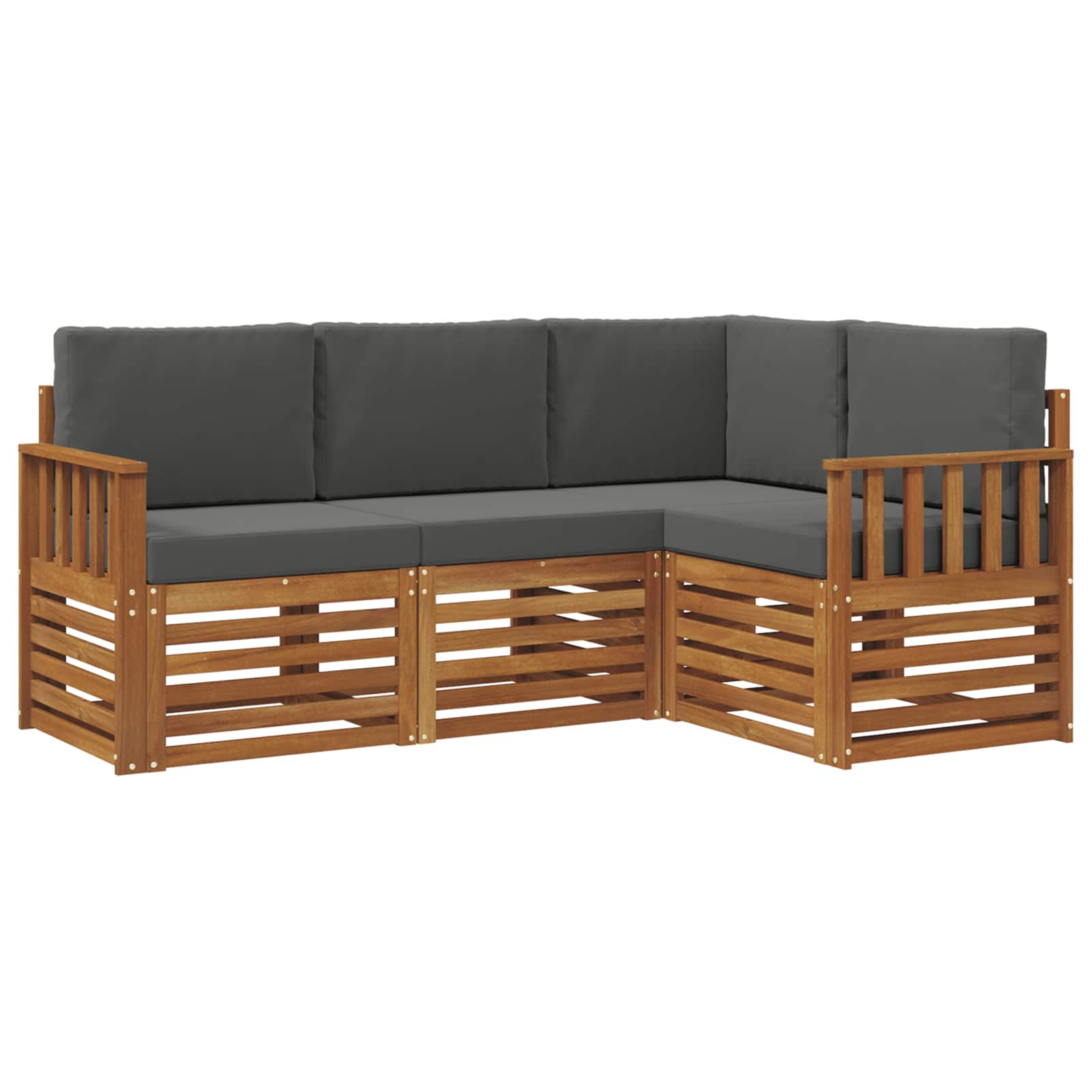 Setovi sofa 4 pcs Prirodna i antracit Čvrsto drvo akacije