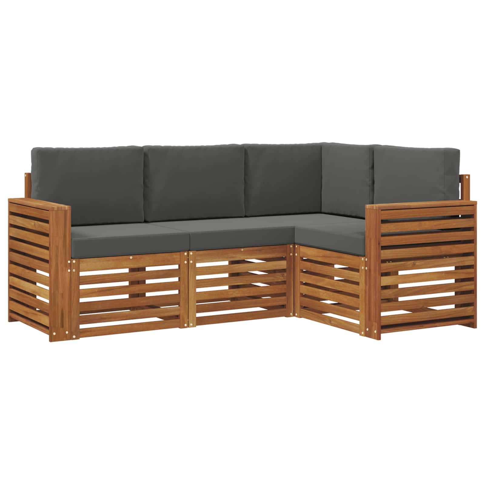 Setovi sofa 4 pcs Prirodna i antracit Čvrsto drvo akacije