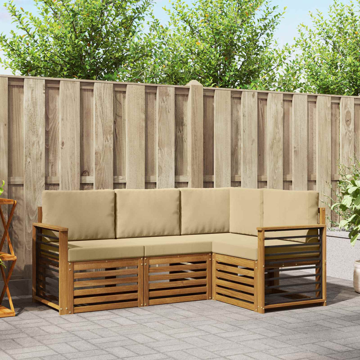 Set vanjskih sofa 4 kom. Prirodna i bež Poliester