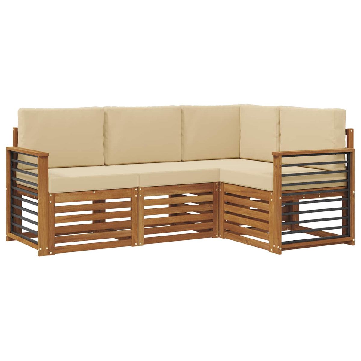 Set vanjskih sofa 4 kom. Prirodna i bež Poliester