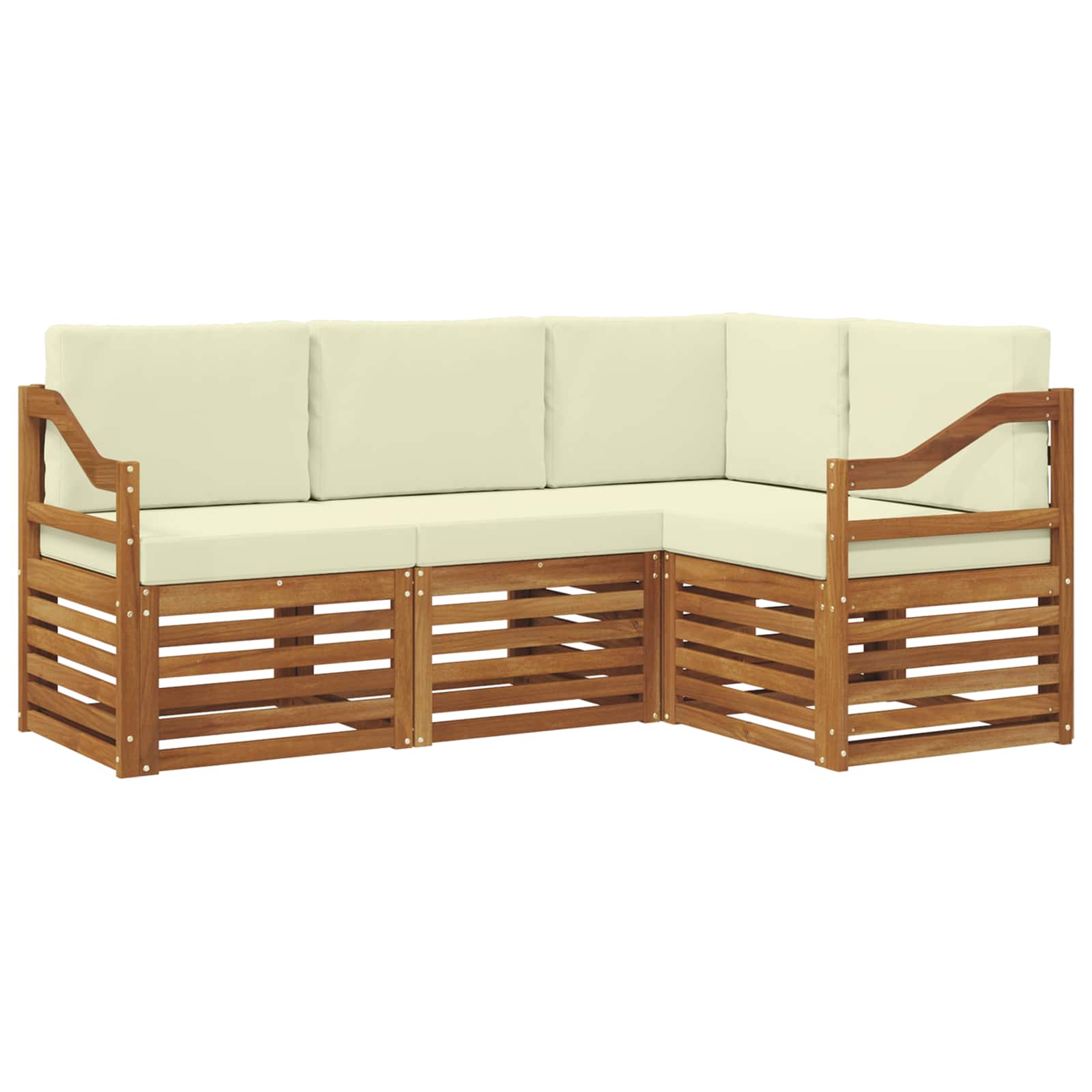 Setovi sofa 4 pcs Prirodna i krem Čvrsto drvo akacije