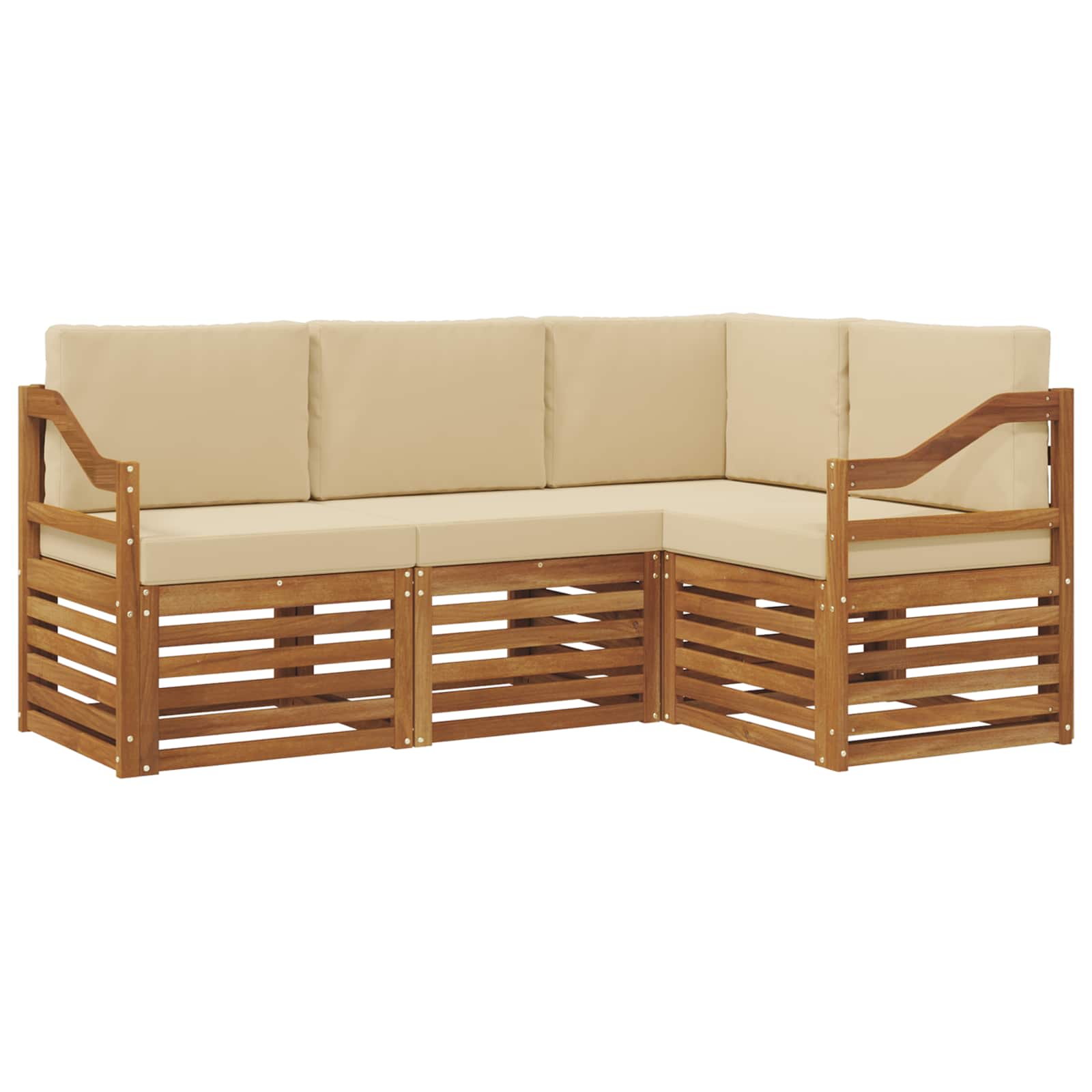 Setovi sofa s jastukom 4 pcs Prirodna i bež Čvrsto drvo akacije