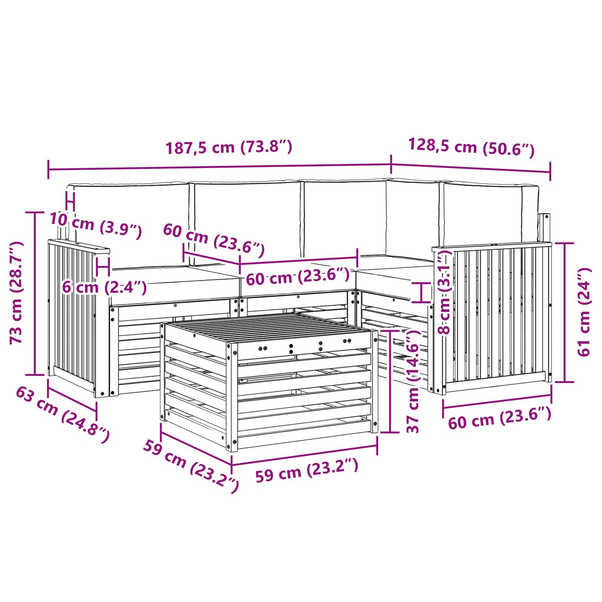 Set vanjskih sofa 5 kom. Prirodna i svijetlo siva Poliester