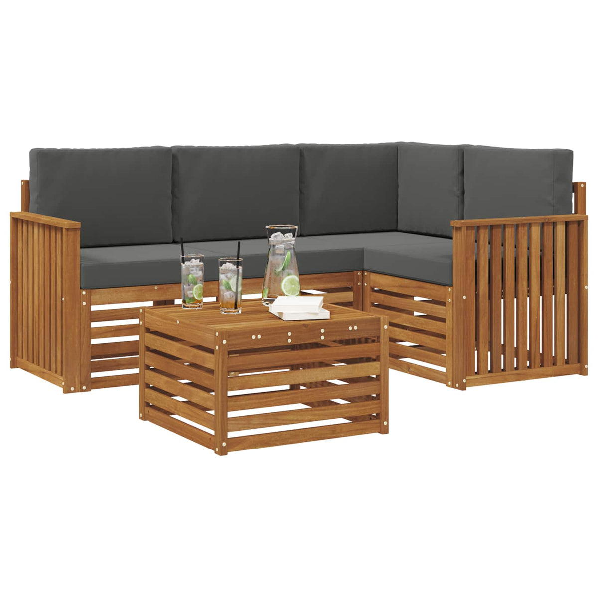 Set vanjskih sofa 5 kom. Prirodna i antracit Poliester