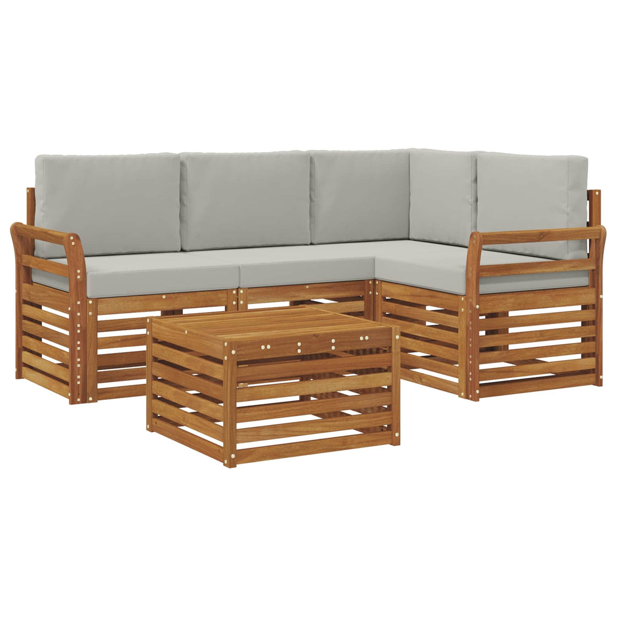 Set vanjskih sofa 5 kom. Prirodna i svijetlo siva Poliester