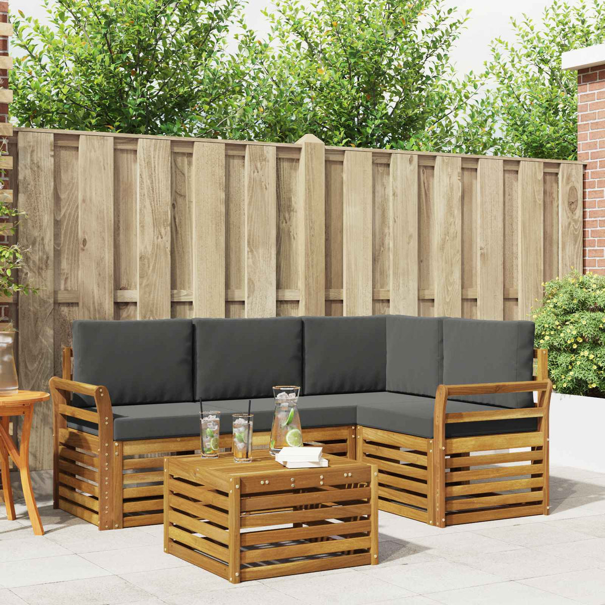 Set vanjskih sofa 5 kom. Prirodna i antracit Poliester
