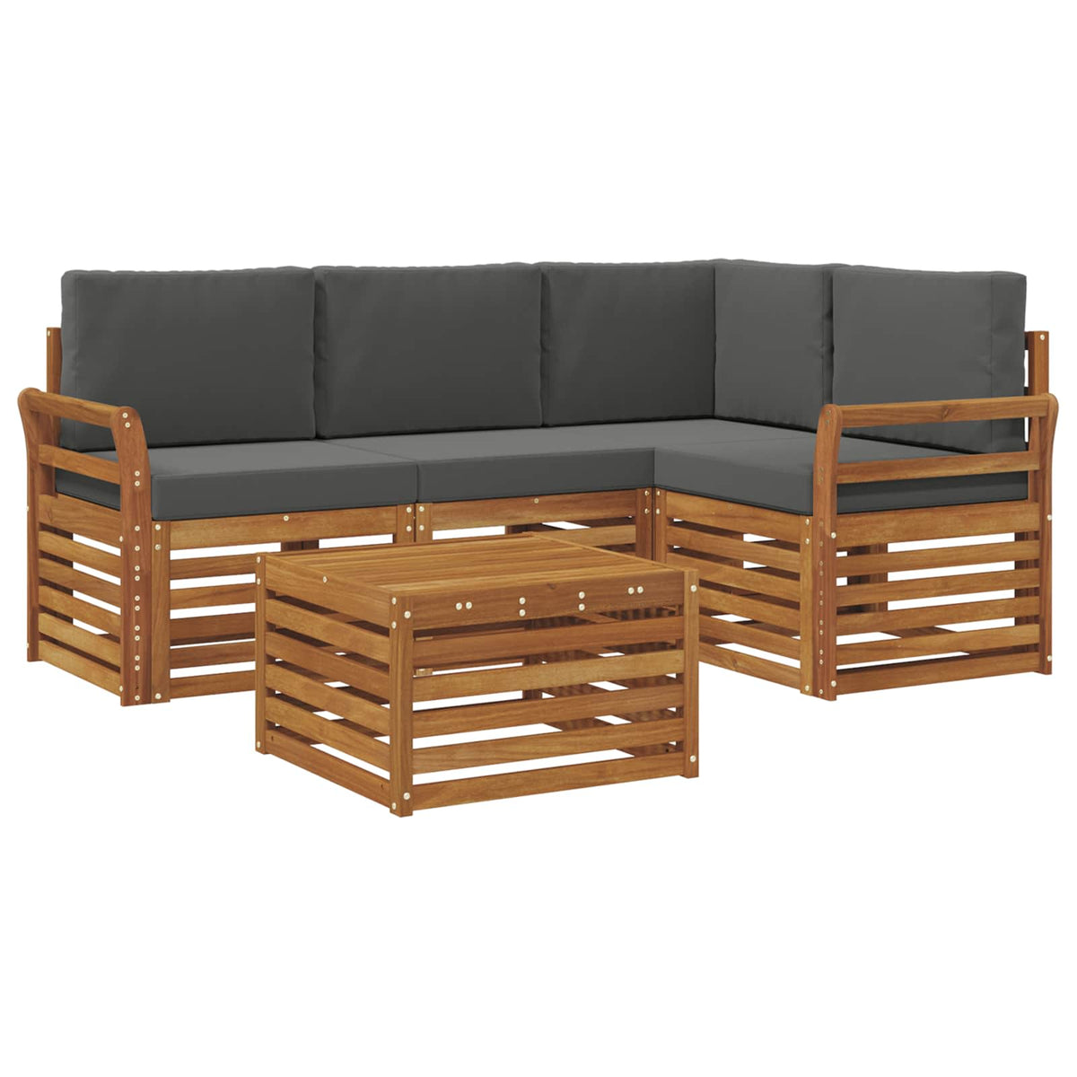 Set vanjskih sofa 5 kom. Prirodna i antracit Poliester