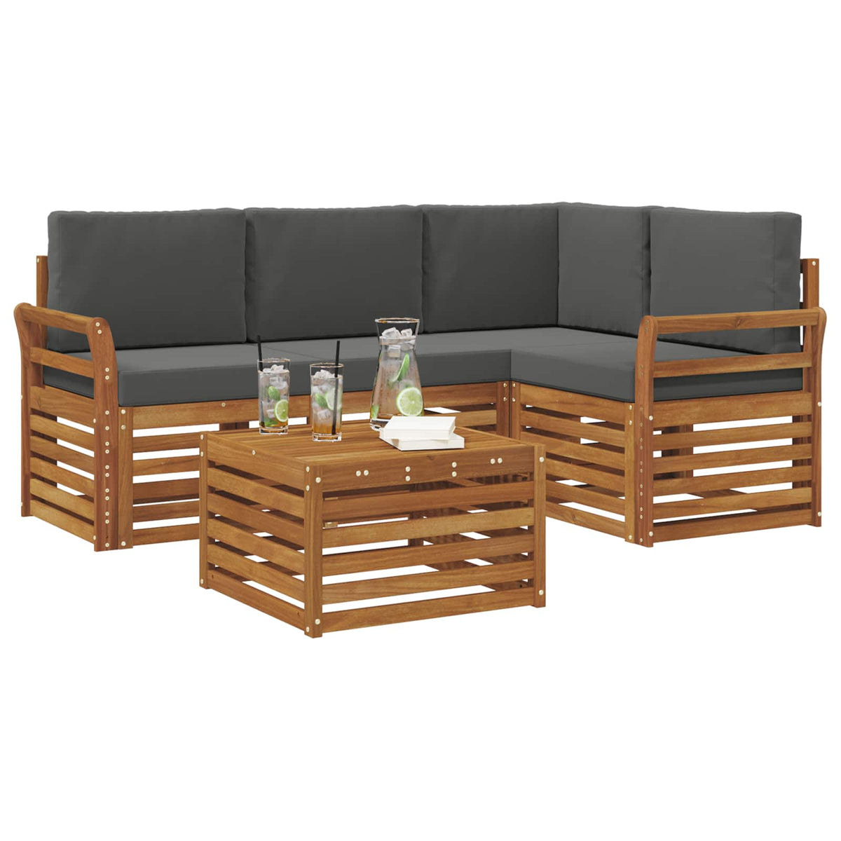 Set vanjskih sofa 5 kom. Prirodna i antracit Poliester