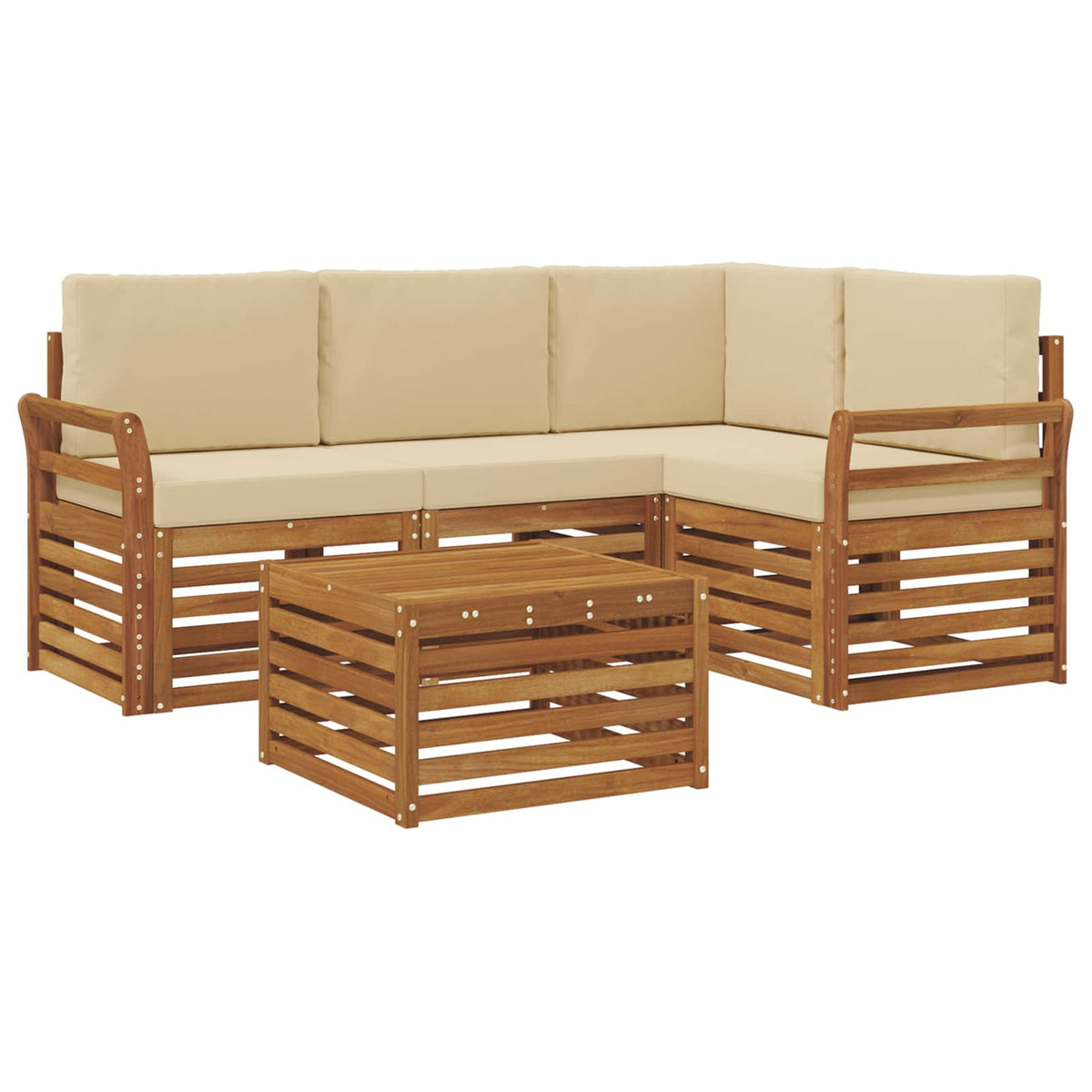 Set vanjskih sofa 5 kom. Prirodna i bež Poliester