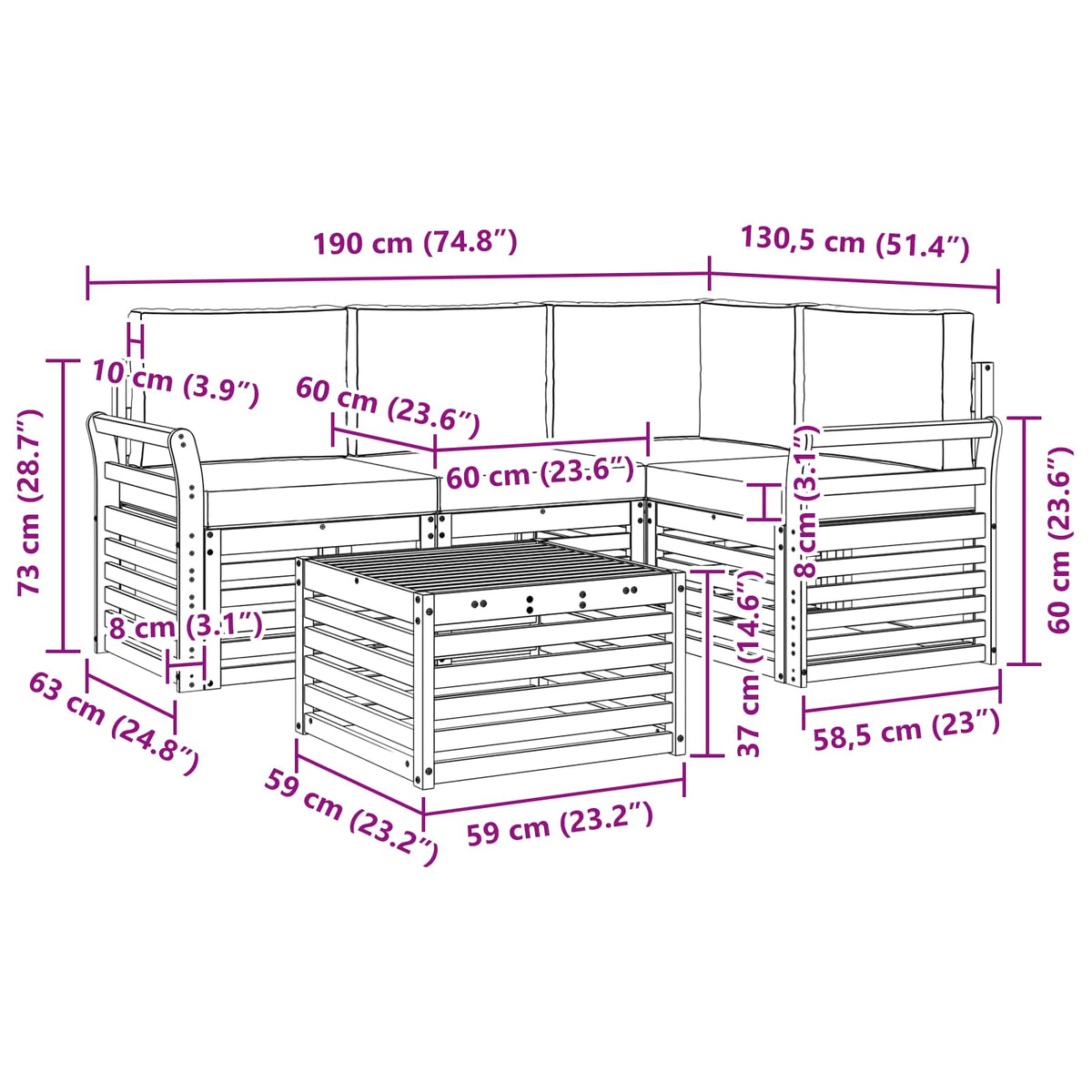 Set vanjskih sofa 5 kom. Prirodna i bež Poliester
