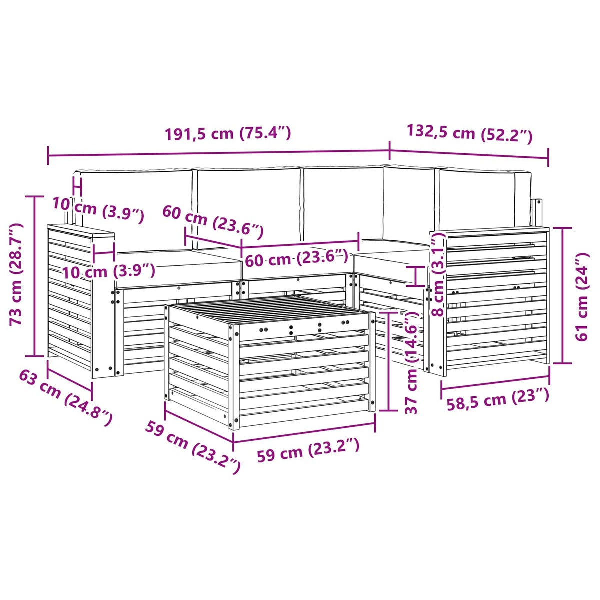 Set vanjskih sofa 5 kom. Prirodna i bež Poliester