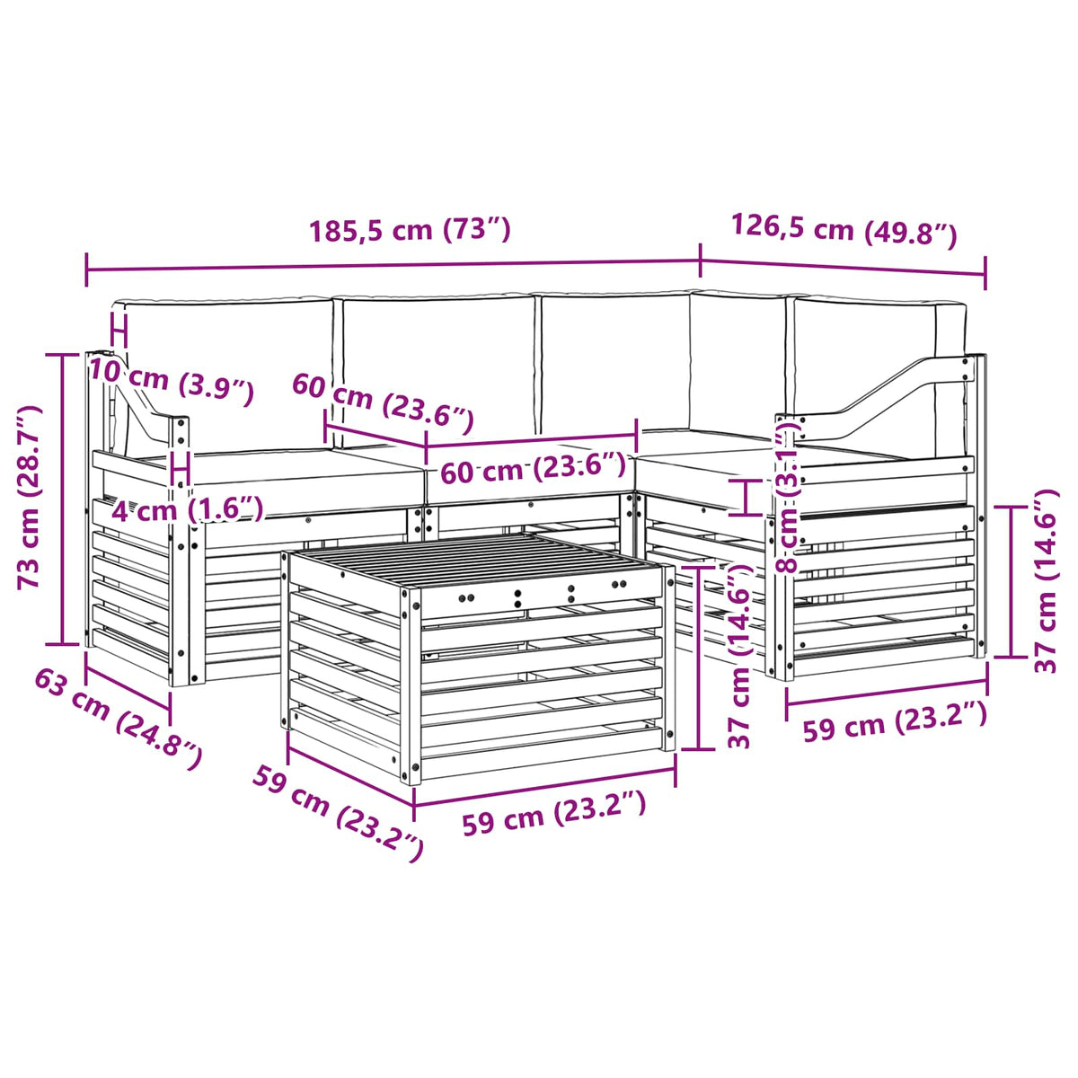Set vanjskih sofa 5 kom. Prirodna i svijetlo siva Poliester