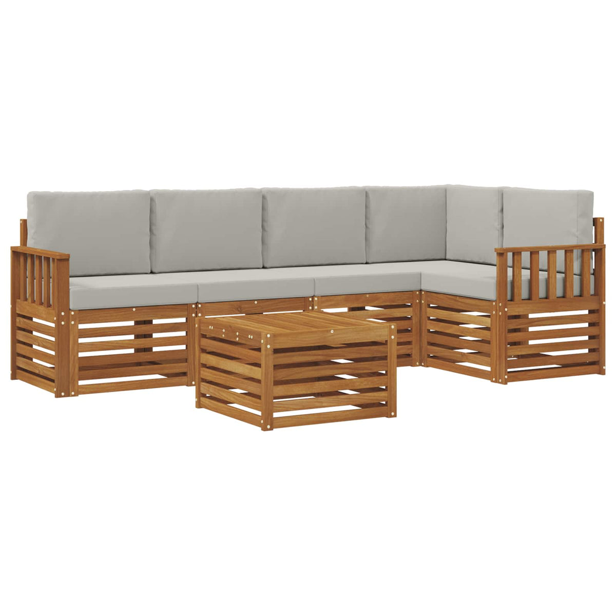 Set vanjskih sofa 6 kom. Prirodna i svijetlo siva Poliester