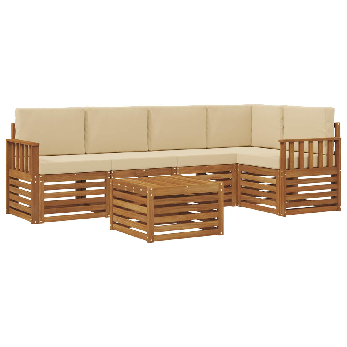 Set vanjskih sofa 6 kom. Prirodna i bež Poliester