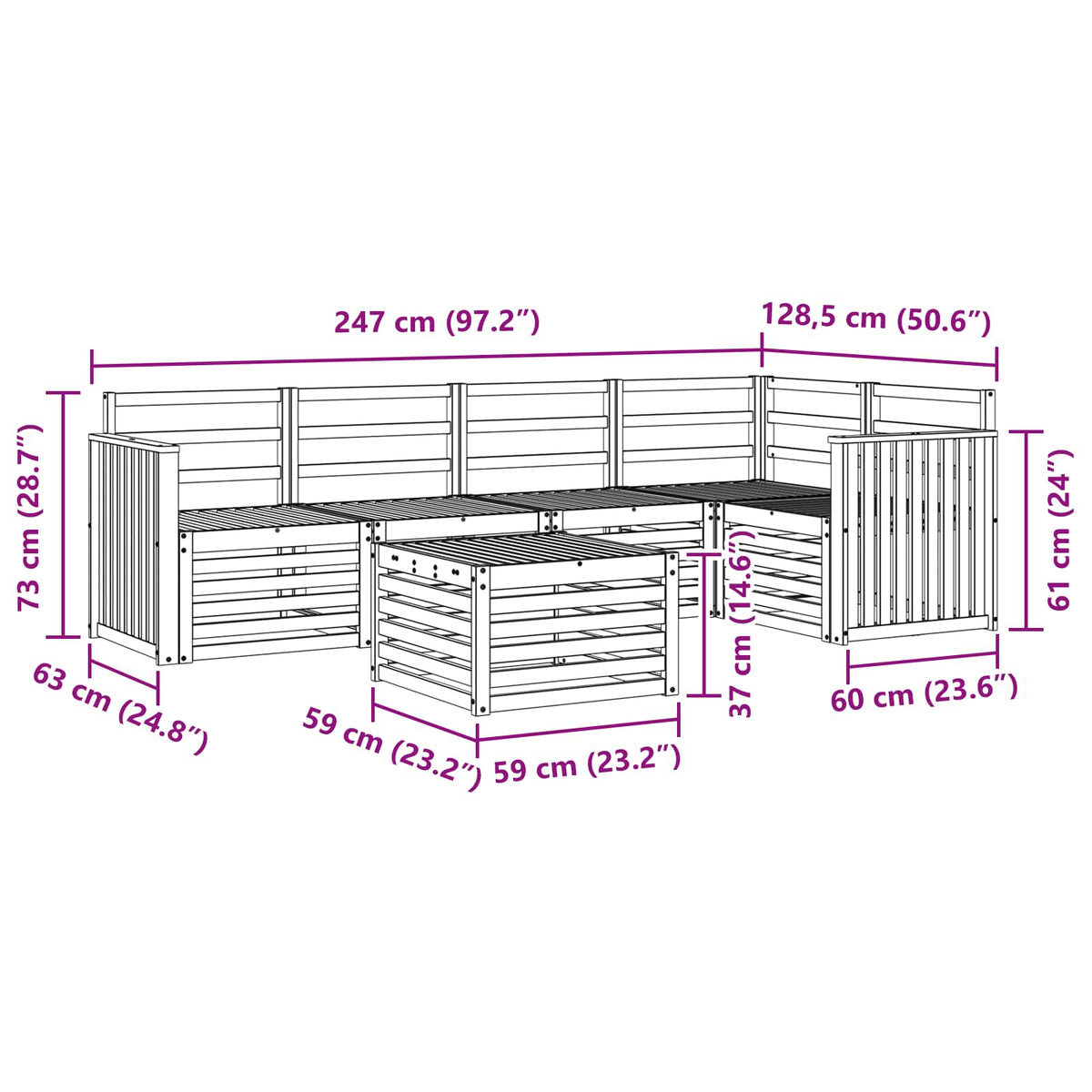 Set vanjskih sofa 6 kom. Prirodna Poliester