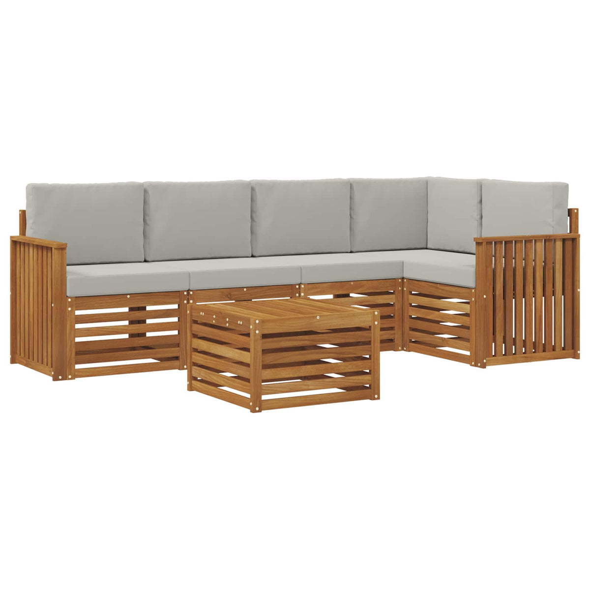 Set vanjskih sofa 6 kom. Prirodna i svijetlo siva Poliester