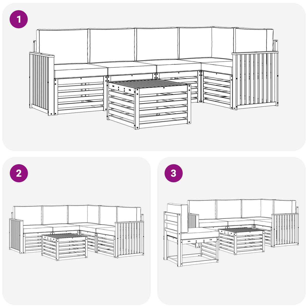 Set vanjskih sofa 6 kom. Prirodna i svijetlo siva Poliester
