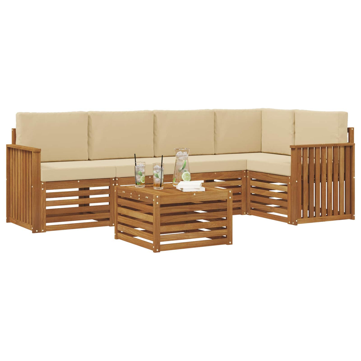 Set vanjskih sofa 6 kom. Prirodna i bež Poliester