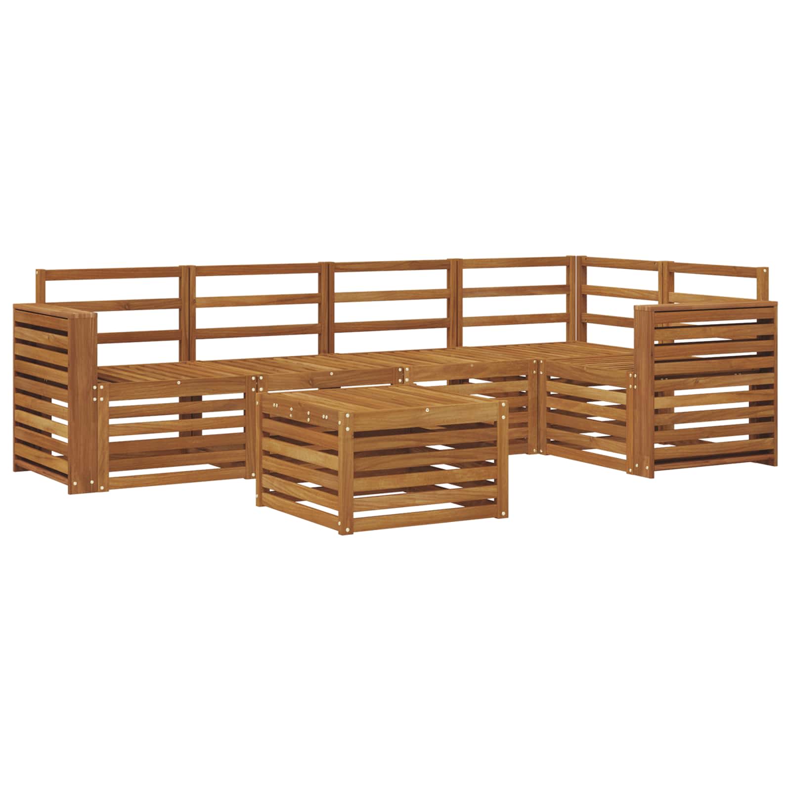 Sekcijska garnitura 6 pcs Prirodna Čvrsto drvo akacije