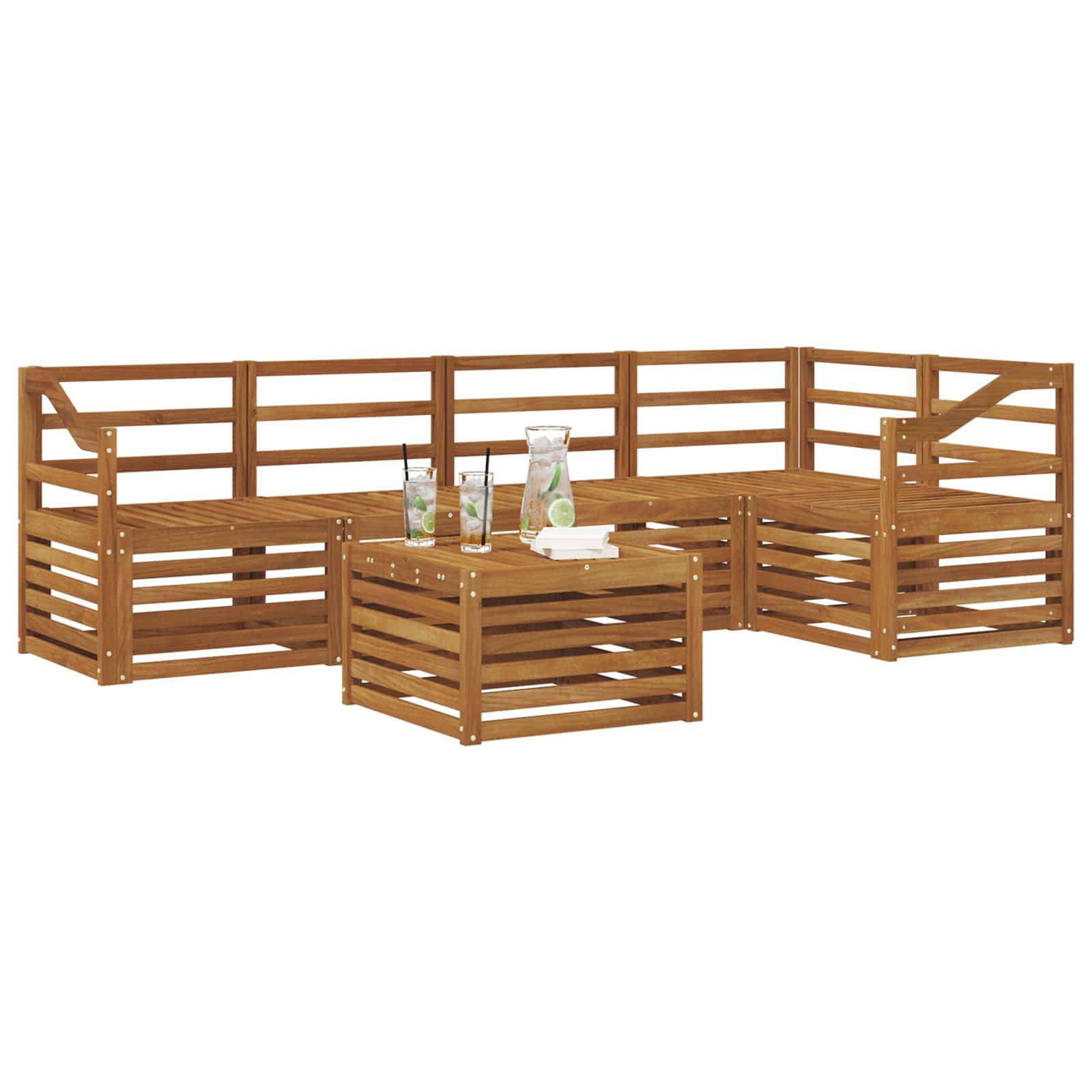 Sekcijska garnitura 6 pcs Prirodna Čvrsto drvo akacije