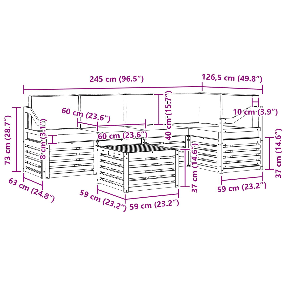 Set vanjskih sofa 6 kom. Prirodna i krem Poliester