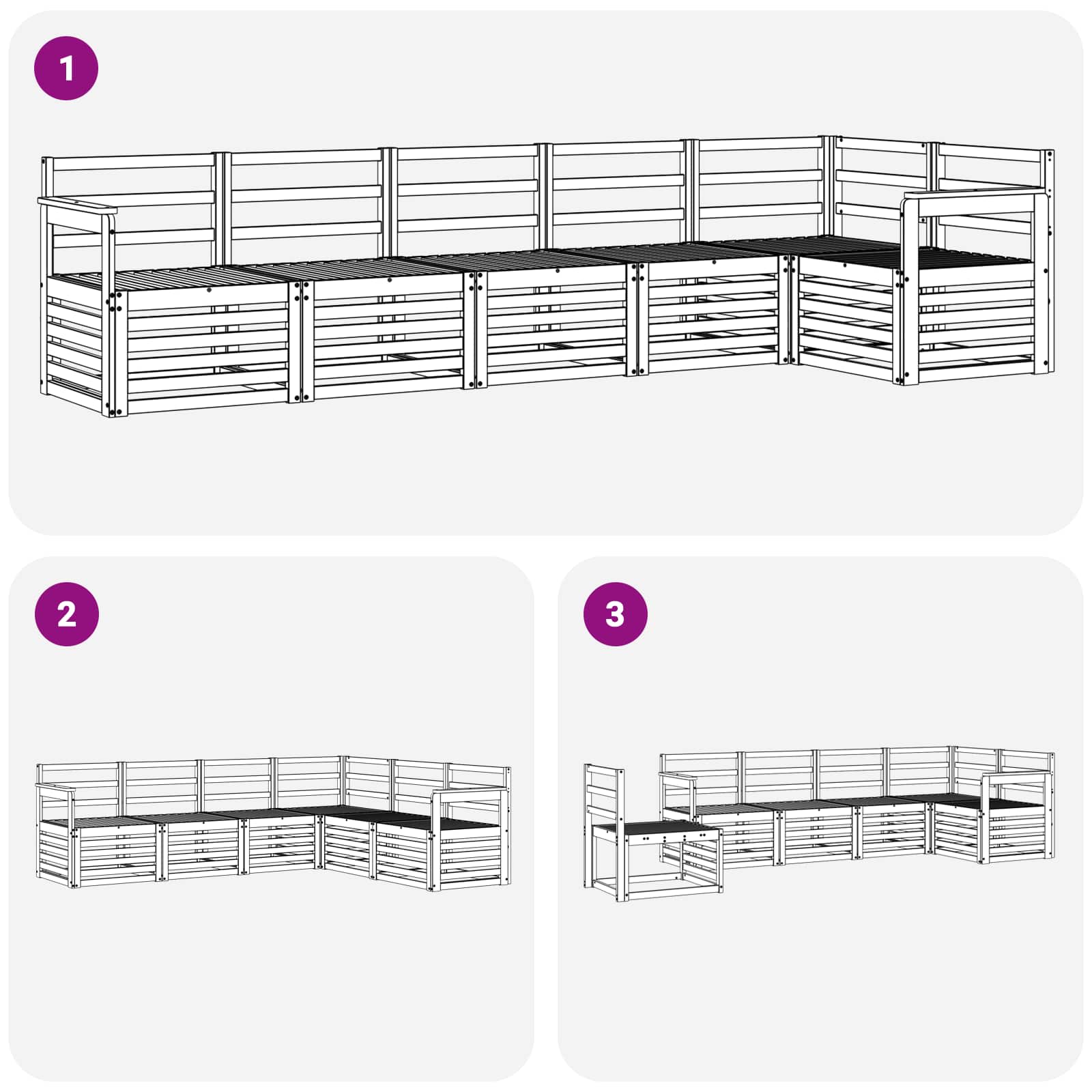 Sekcijska garnitura 6 pcs Prirodna Čvrsto drvo akacije