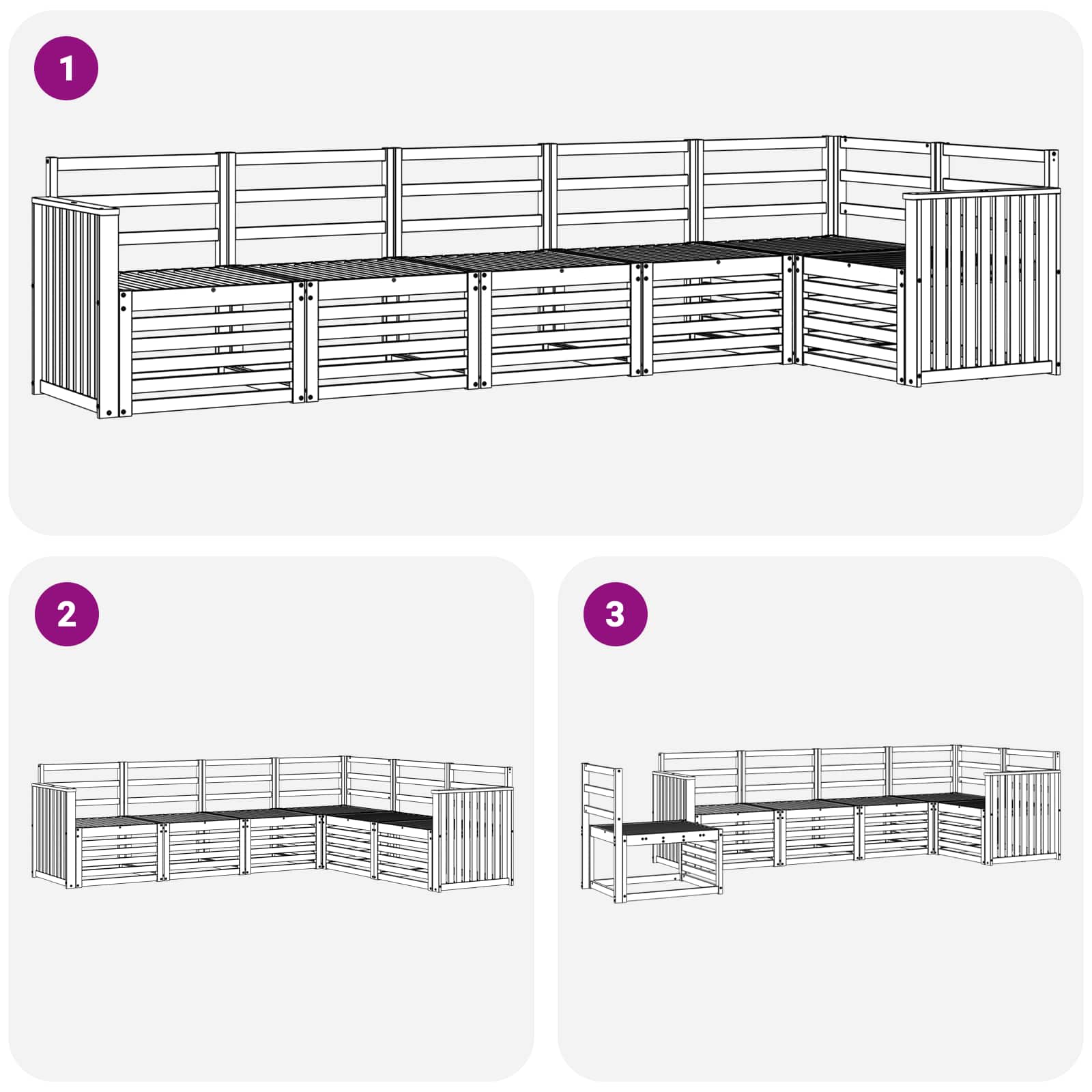 Sekcijska garnitura 6 pcs Prirodna Čvrsto drvo akacije