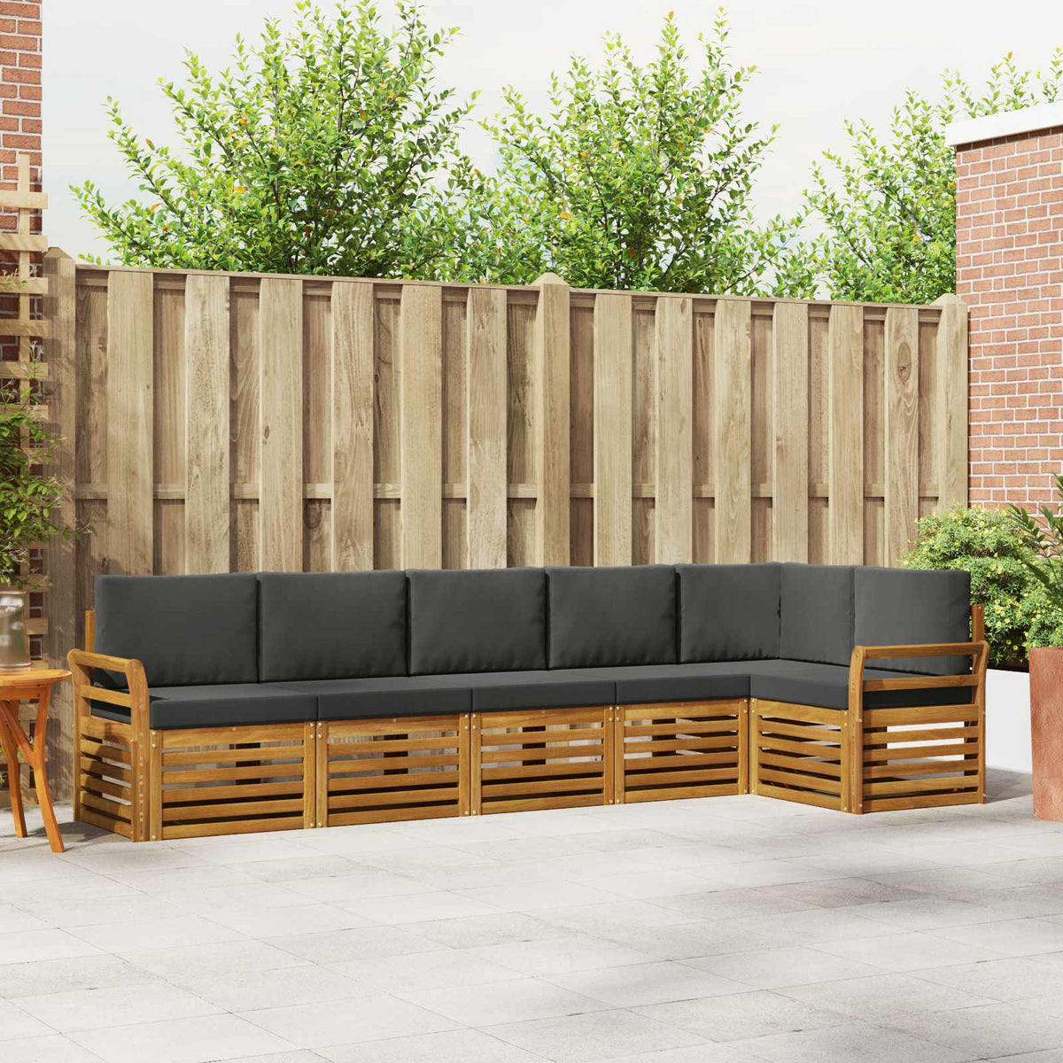 Set vanjskih sofa 6 kom. Prirodna i antracit Poliester Bijela 308 x 130,5 x 73 cm