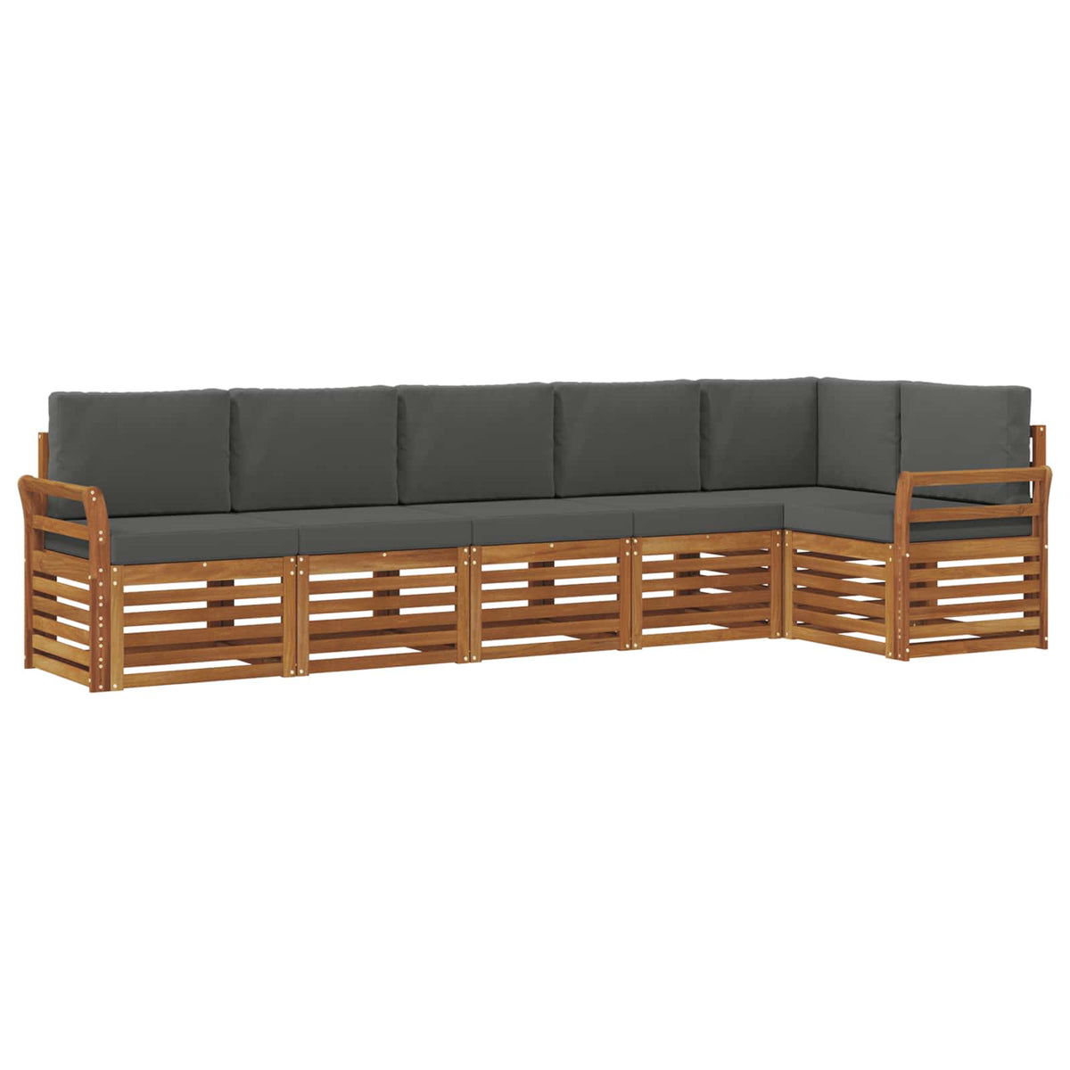 Set vanjskih sofa 6 kom. Prirodna i antracit Poliester Bijela 308 x 130,5 x 73 cm