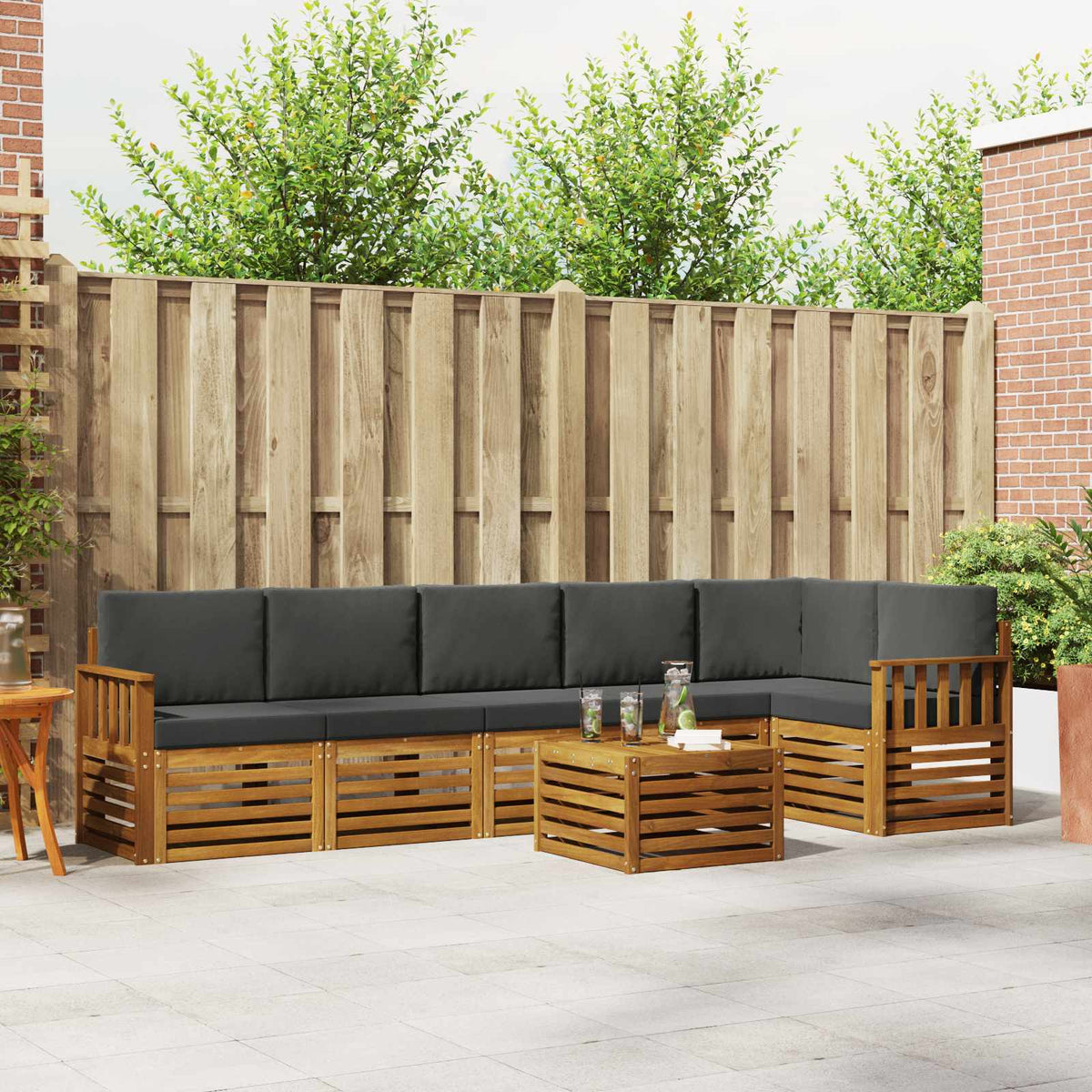 Set vanjskih sofa 7 kom. Prirodna i antracit Poliester