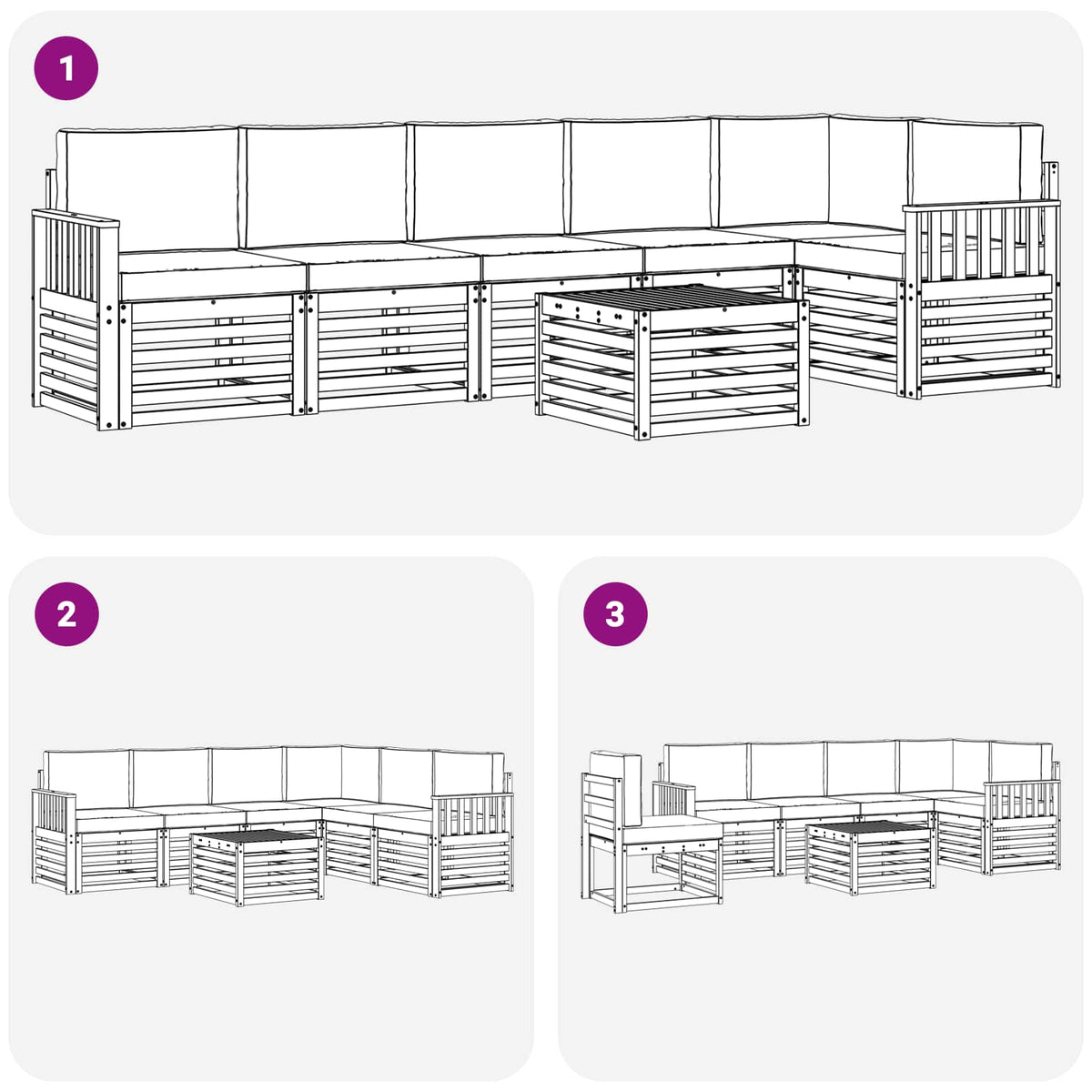 Set vanjskih sofa 7 kom. Prirodna i antracit Poliester