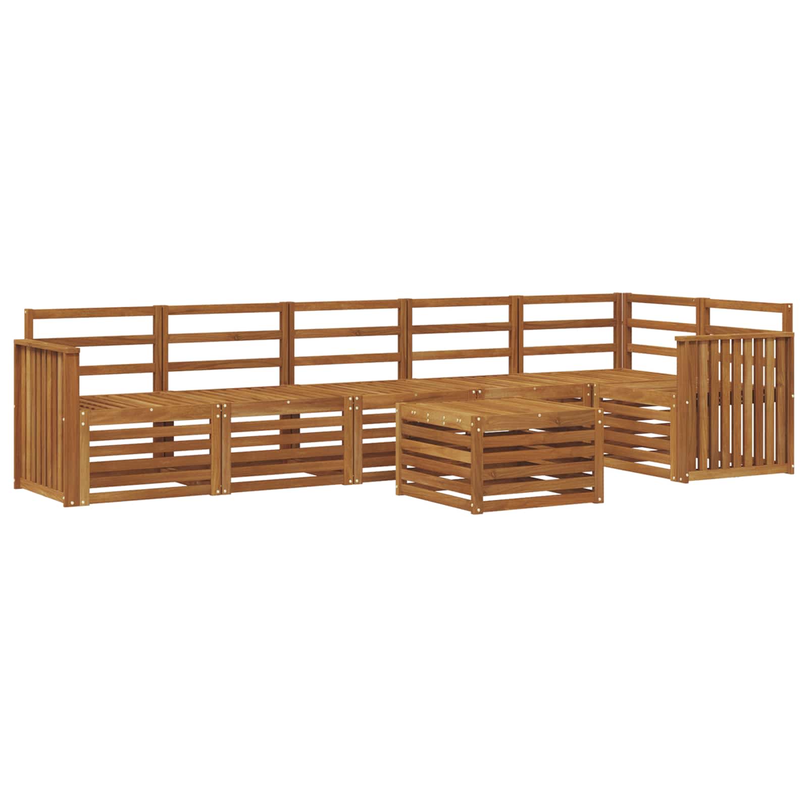 Sekcijska garnitura 7 pcs Prirodna Čvrsto drvo akacije