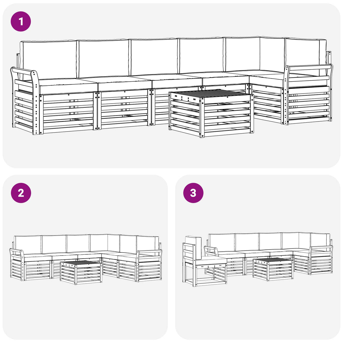 Set vanjskih sofa 7 kom. Prirodna i svijetlo siva Poliester