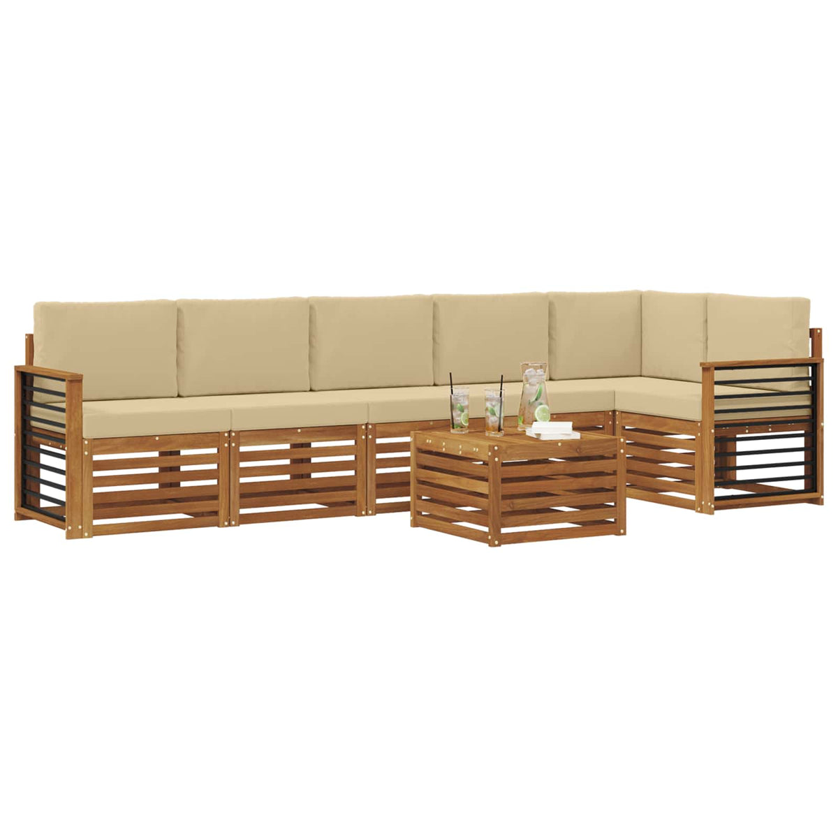 Set vanjskih sofa 7 kom. Prirodna i bež Poliester