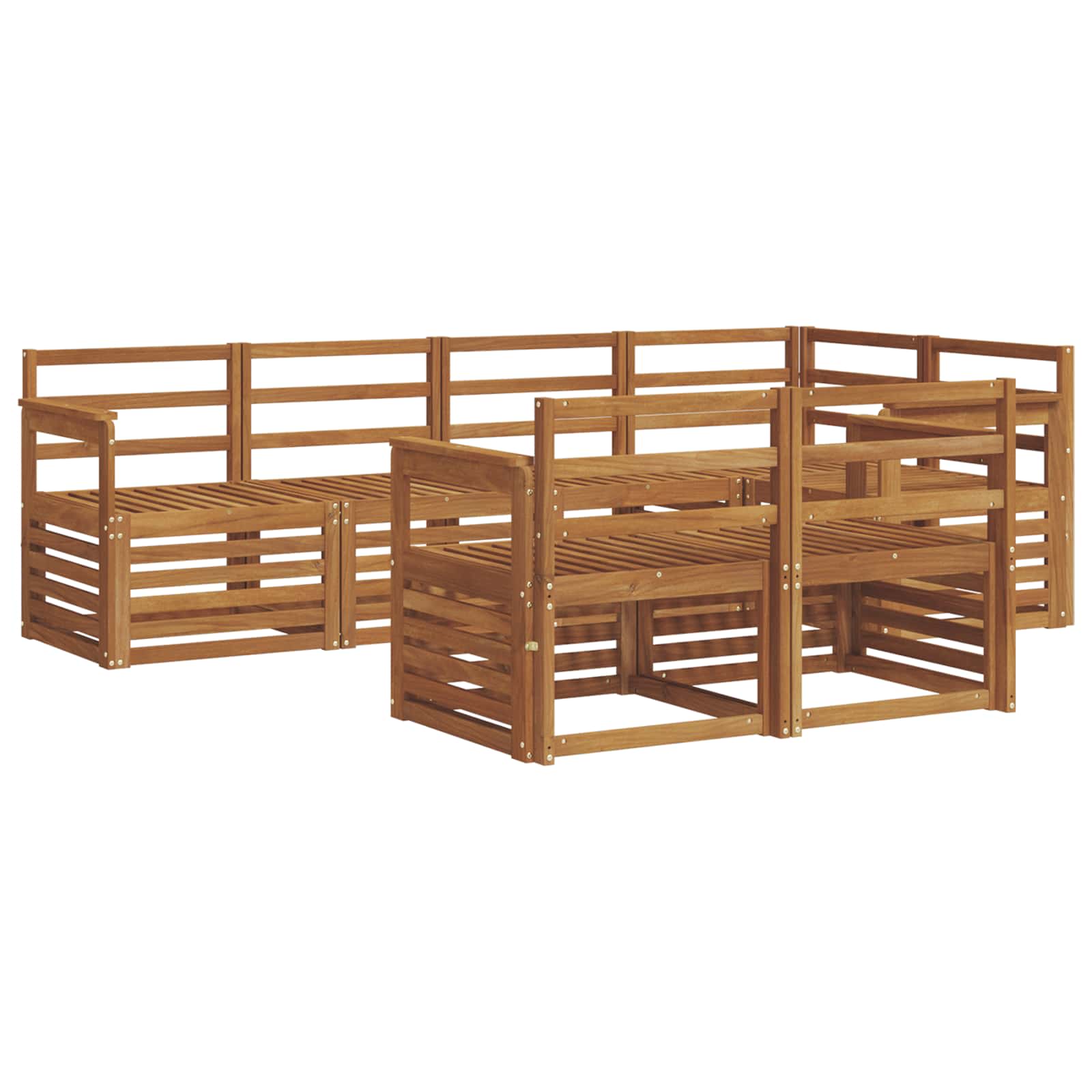 Sekcijska garnitura 7 pcs Prirodna Čvrsto drvo akacije