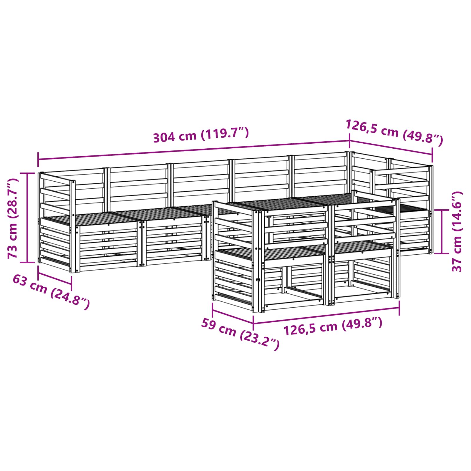 Setovi sofa 8 pcs Prirodna Čvrsto drvo akacije