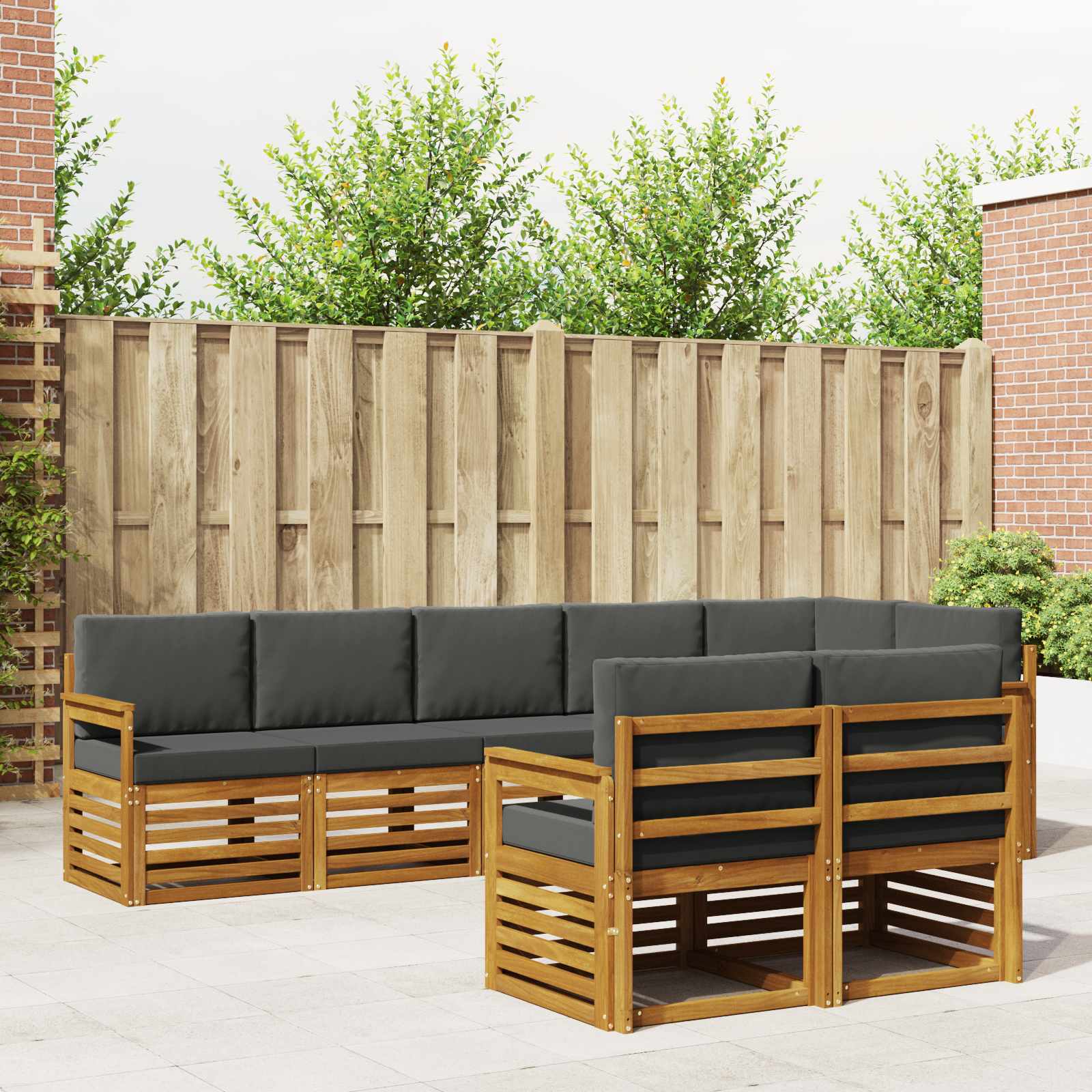 Setovi sofa 8 pcs Prirodna i antracit Čvrsto drvo akacije