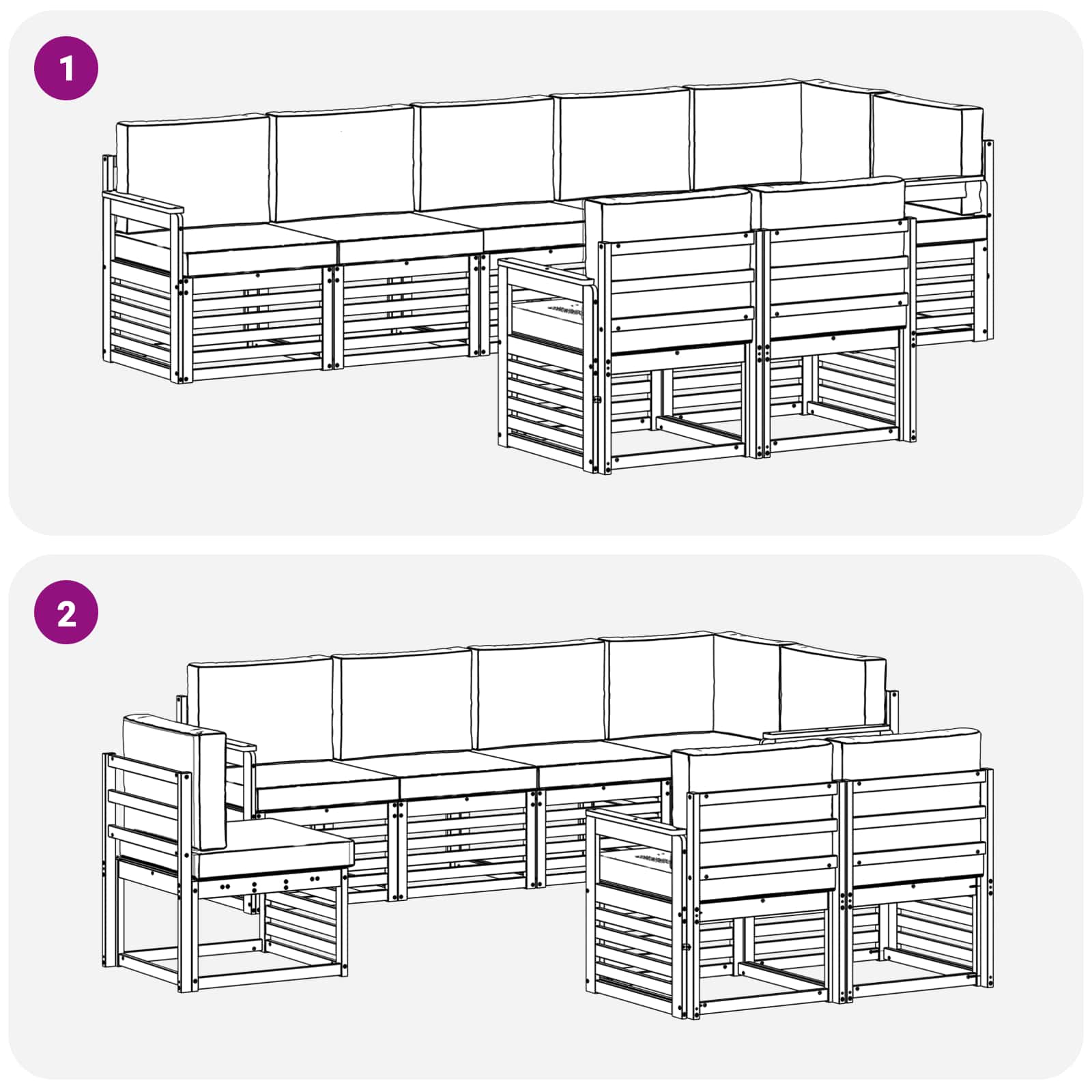 Setovi sofa 8 pcs Prirodna i antracit Čvrsto drvo akacije