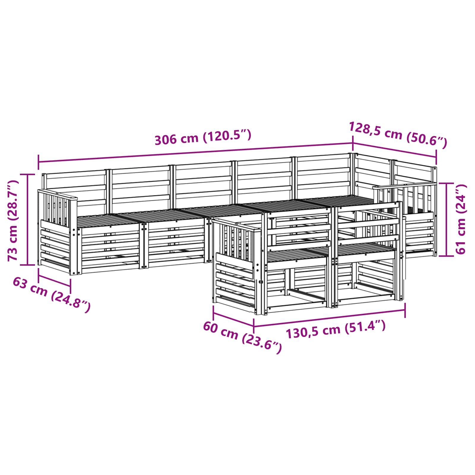 Setovi sofa 8 pcs Prirodna Čvrsto drvo akacije