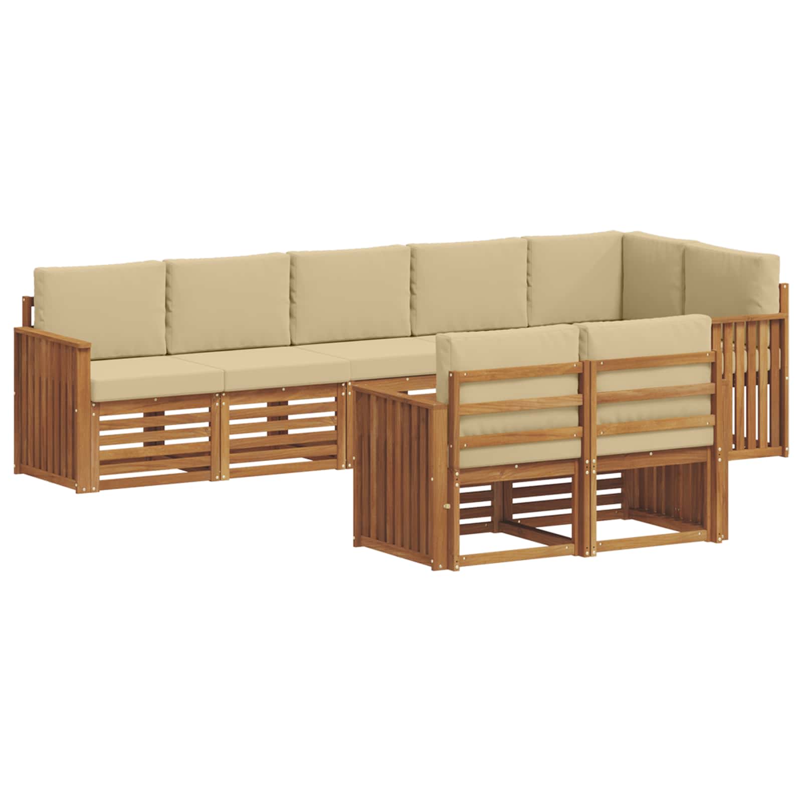 Setovi sofa s jastukom 8 pcs Prirodna i bež Čvrsto drvo akacije