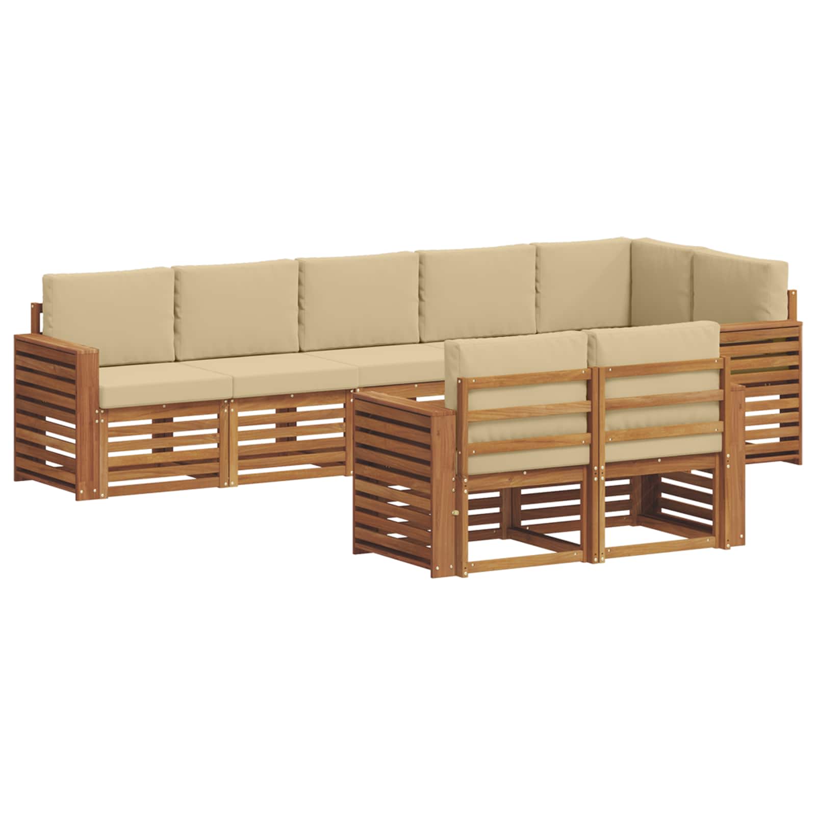 Setovi sofa s jastukom 8 pcs Prirodna i bež Čvrsto drvo akacije